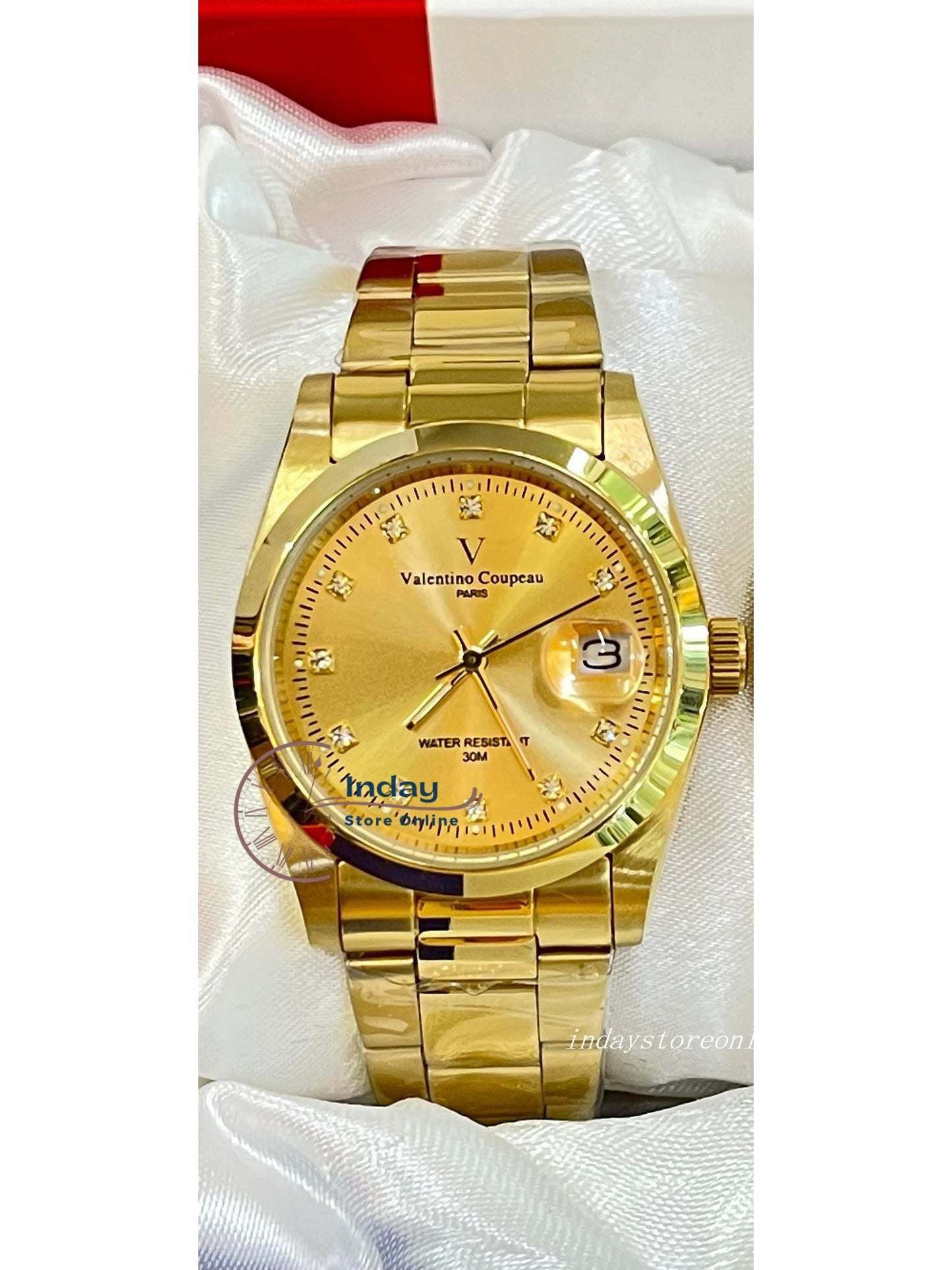 范倫鐵諾 古柏 Coupeau Men's Watch 12168KM-17 Gold Tone Stainless Steel Band
