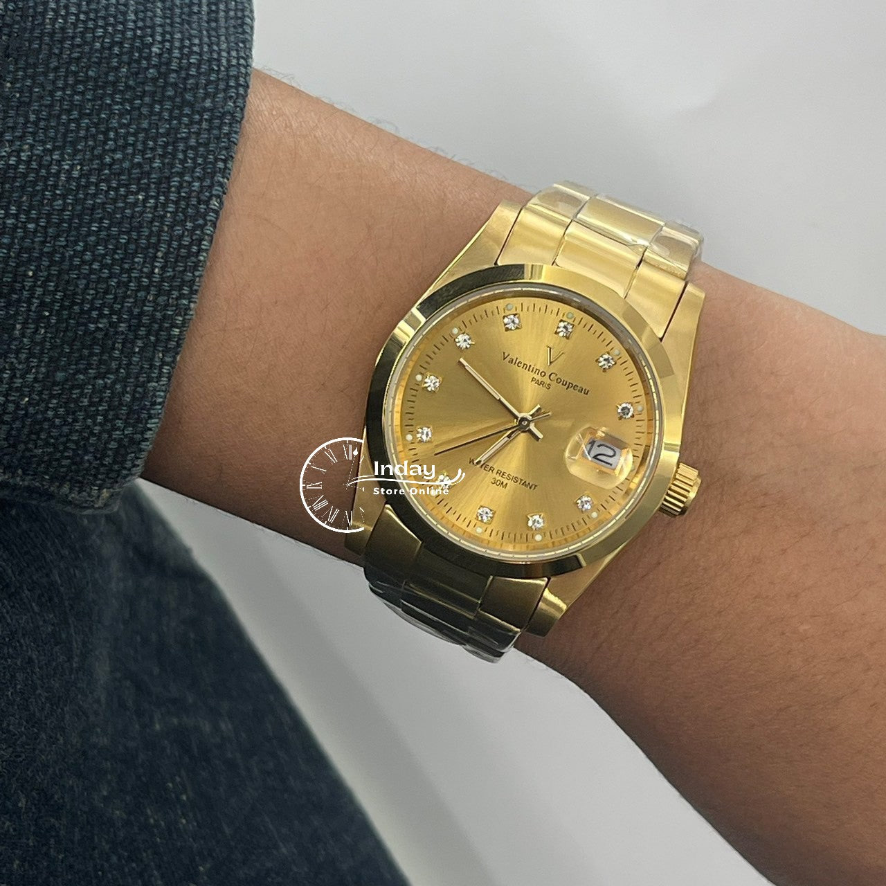 范倫鐵諾 古柏 Coupeau Men's Watch 12168KM-17 Gold Tone Stainless Steel Band