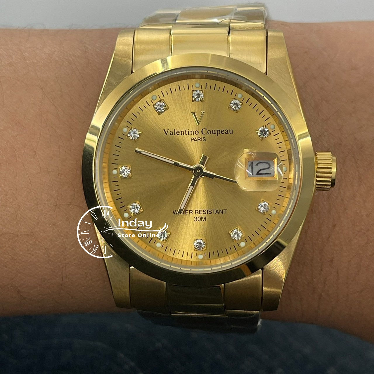 范倫鐵諾 古柏 Coupeau Men's Watch 12168KM-17 Gold Tone Stainless Steel Band