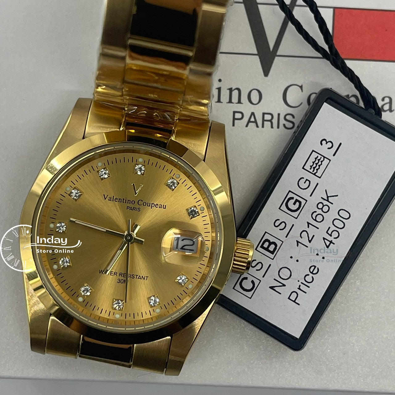 范倫鐵諾 古柏 Coupeau Men's Watch 12168KM-17 Gold Tone Stainless Steel Band