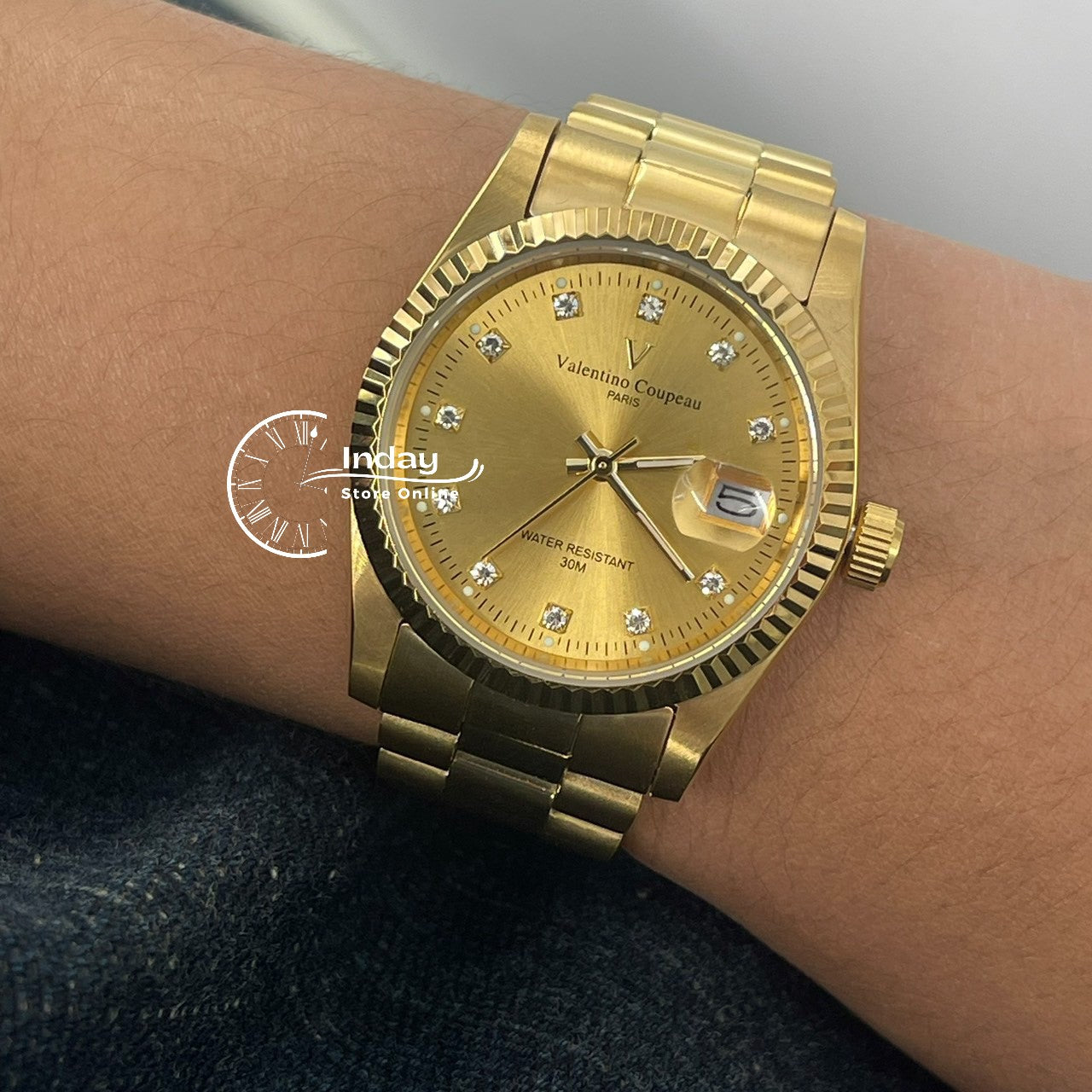 范倫鐵諾 古柏 Coupeau Men's Watch 12169KM-17 Gold Tone Stainless Steel Band