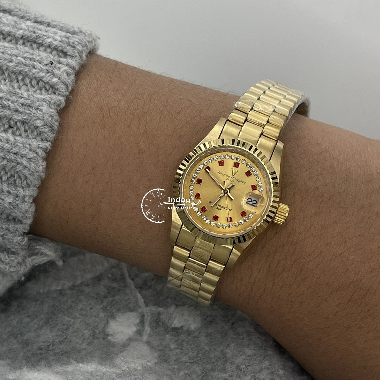 范倫鐵諾 古柏 Coupeau Women's Watch 12169KL-22 Gold Tone Stainless Steel Band