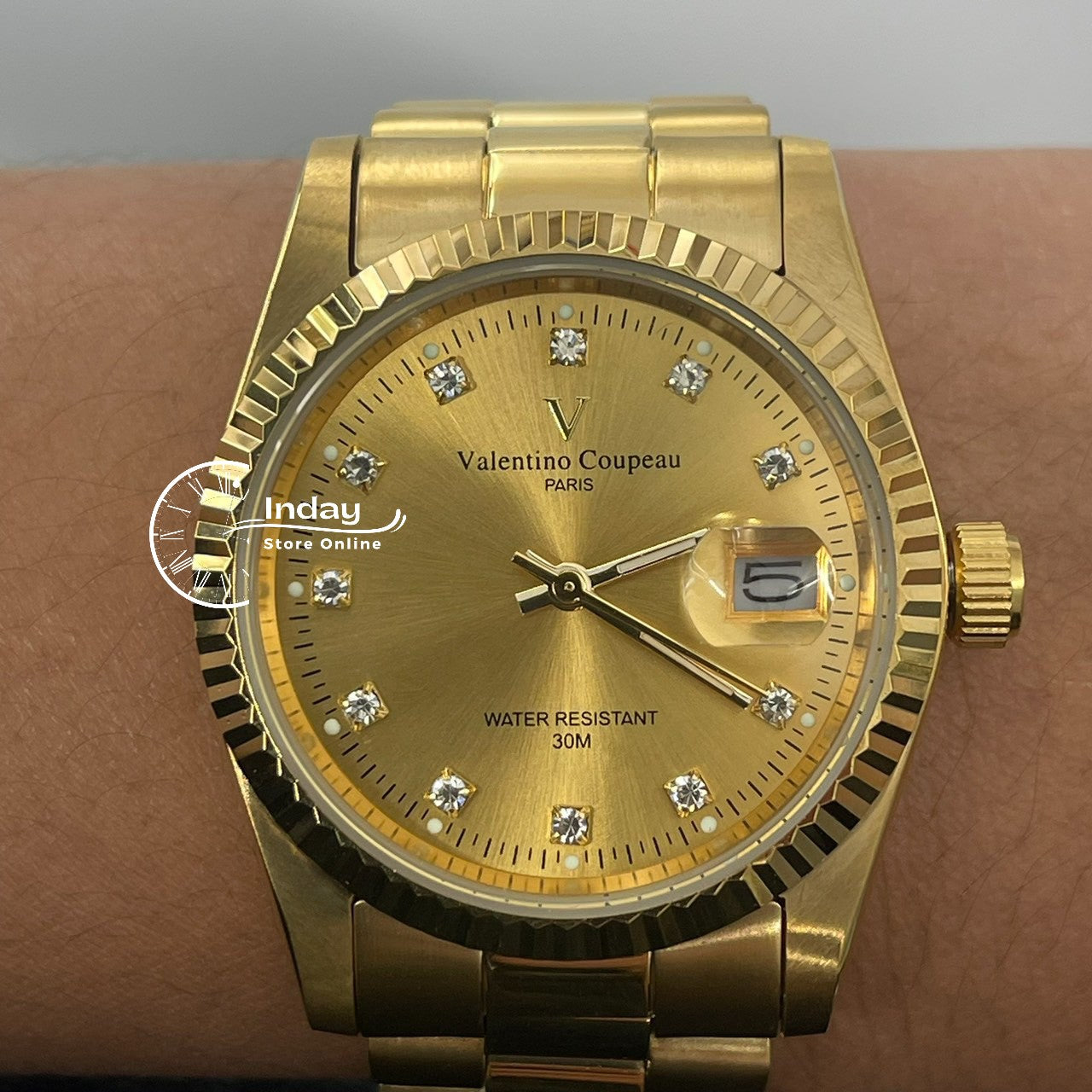 范倫鐵諾 古柏 Coupeau Men's Watch 12169KM-17 Gold Tone Stainless Steel Band