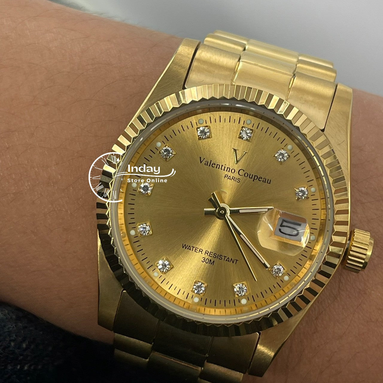 范倫鐵諾 古柏 Coupeau Men's Watch 12169KM-17 Gold Tone Stainless Steel Band