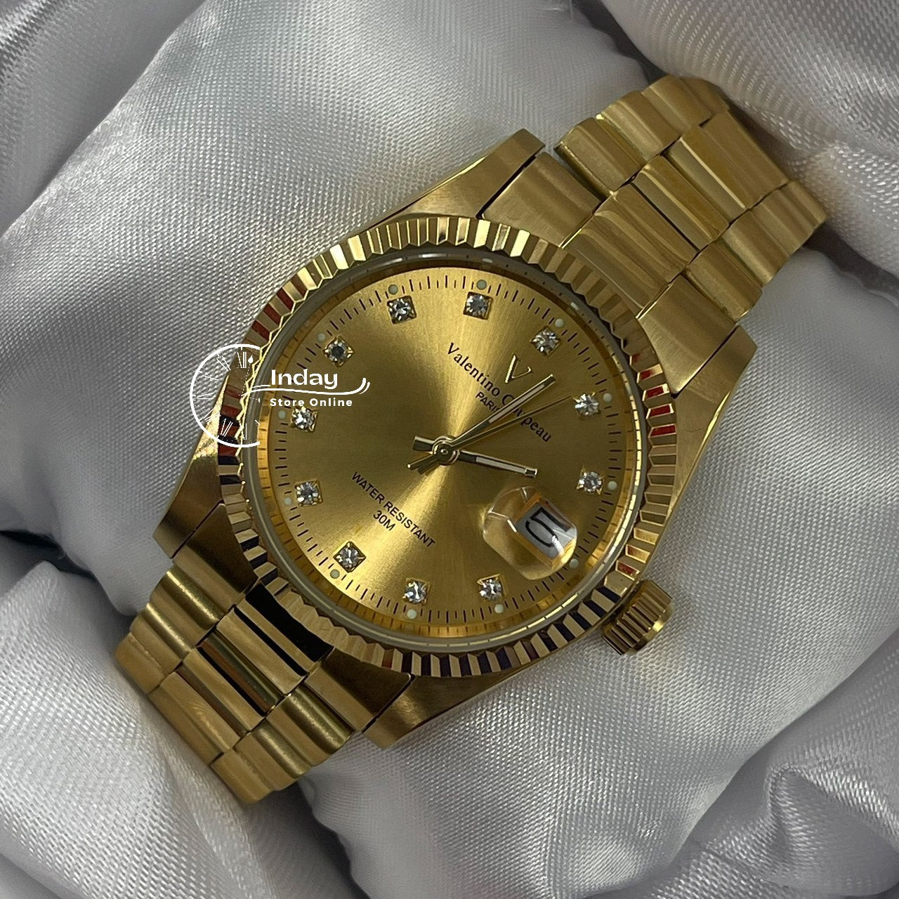 范倫鐵諾 古柏 Coupeau Men's Watch 12169KM-17 Gold Tone Stainless Steel Band