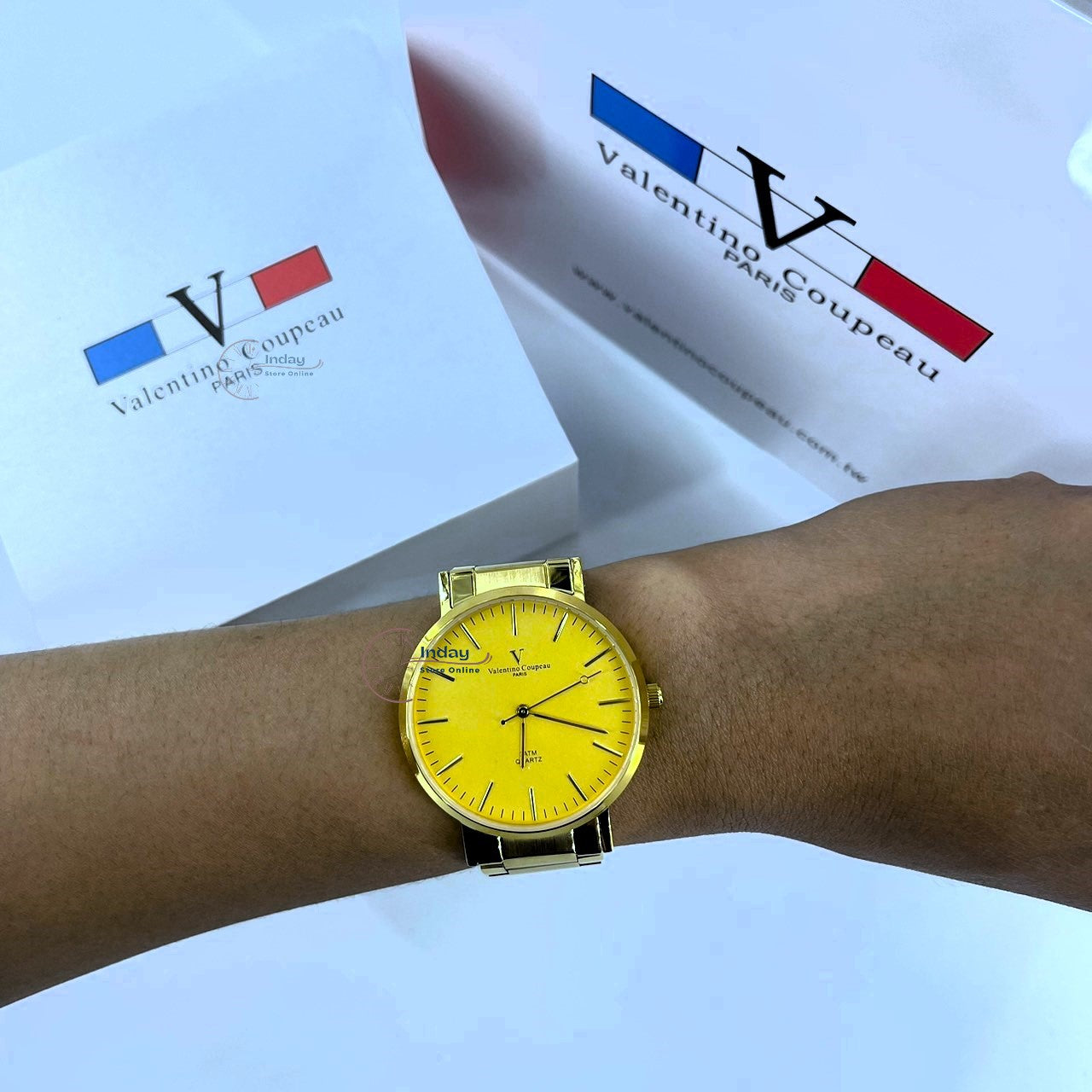 范倫鐵諾 古柏 Coupeau Men's Watch 61576AAKM Gold Tone Stainless Steel Band