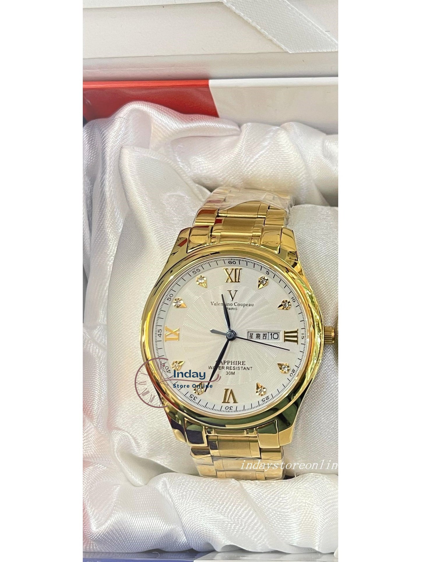 范倫鐵諾 古柏 Coupeau Men's Watch 61607KAM-1 Gold Tone Stainless Steel Band