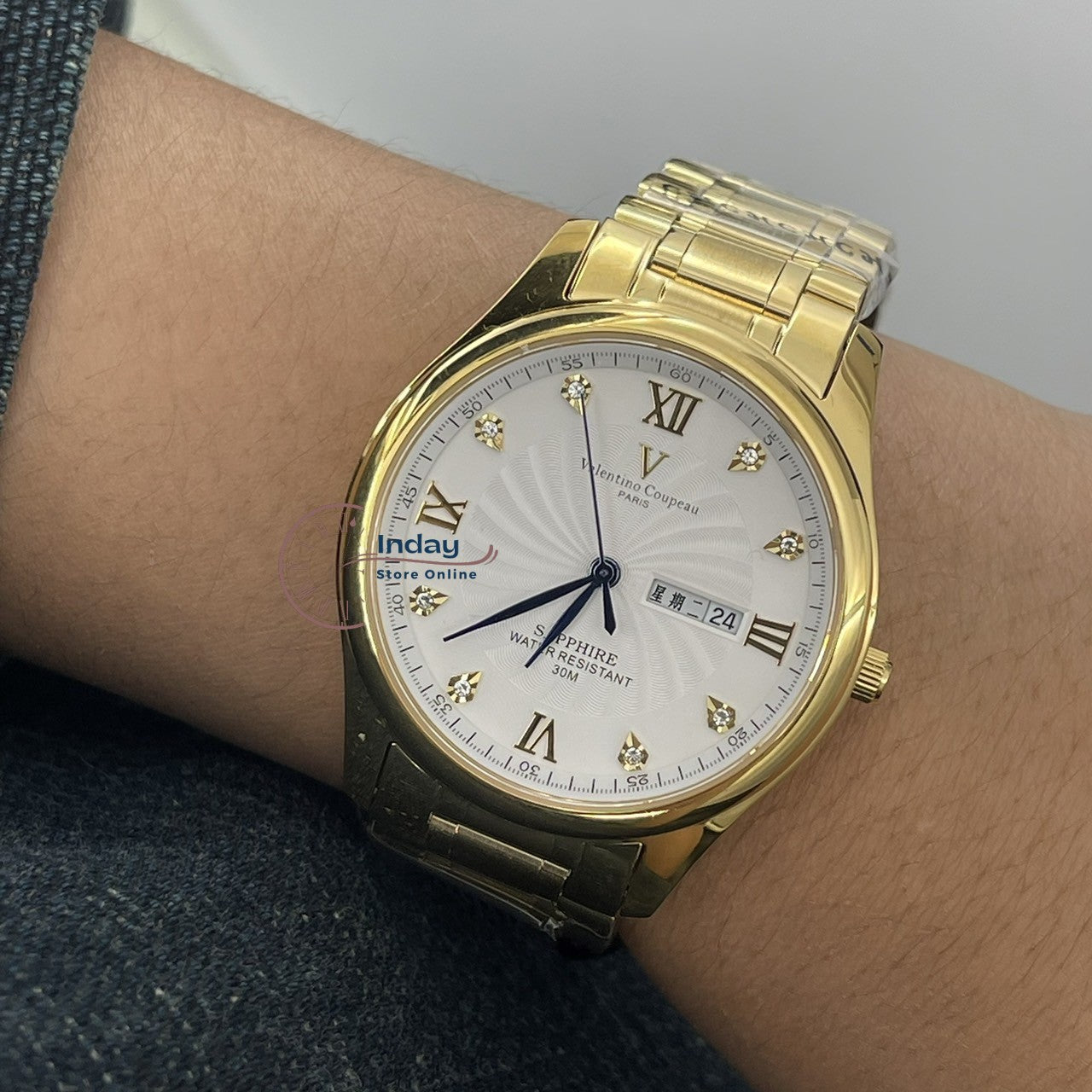 范倫鐵諾 古柏 Coupeau Men's Watch 61607KAM-1 Gold Tone Stainless Steel Band