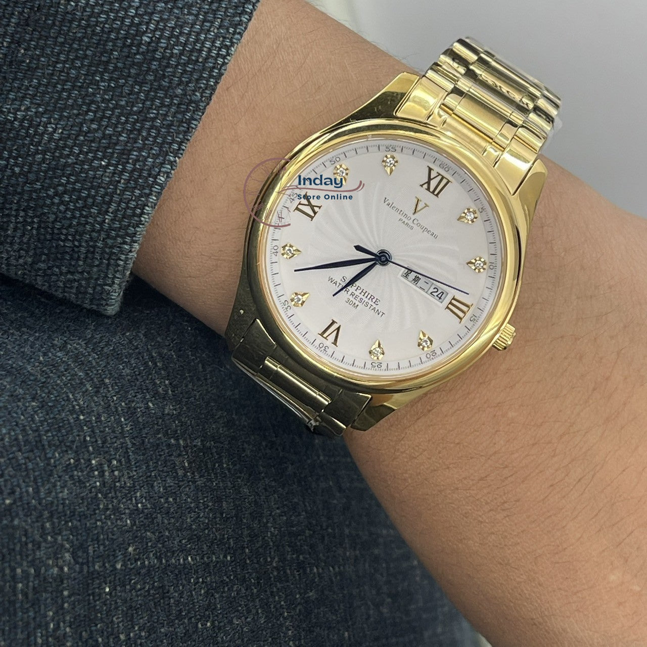 范倫鐵諾 古柏 Coupeau Men's Watch 61607KAM-1 Gold Tone Stainless Steel Band