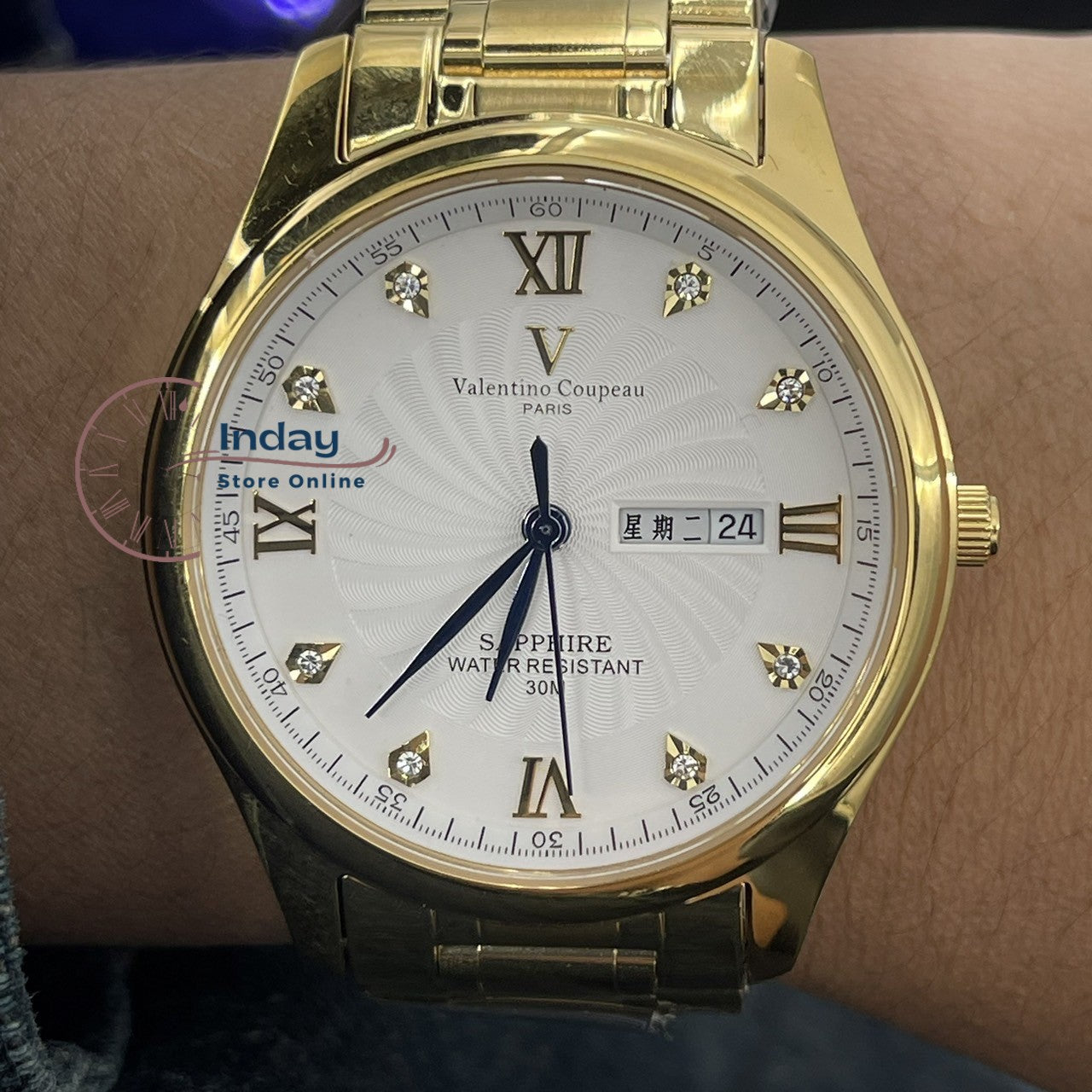 范倫鐵諾 古柏 Coupeau Men's Watch 61607KAM-1 Gold Tone Stainless Steel Band