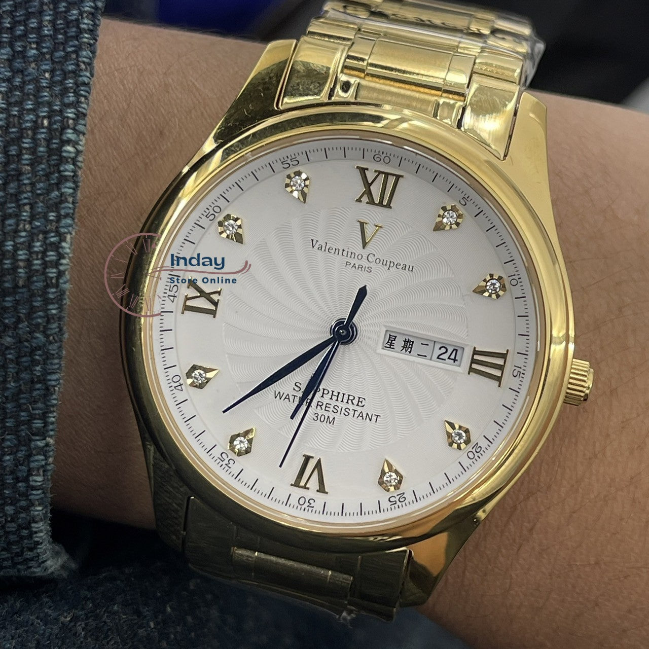 范倫鐵諾 古柏 Coupeau Men's Watch 61607KAM-1 Gold Tone Stainless Steel Band