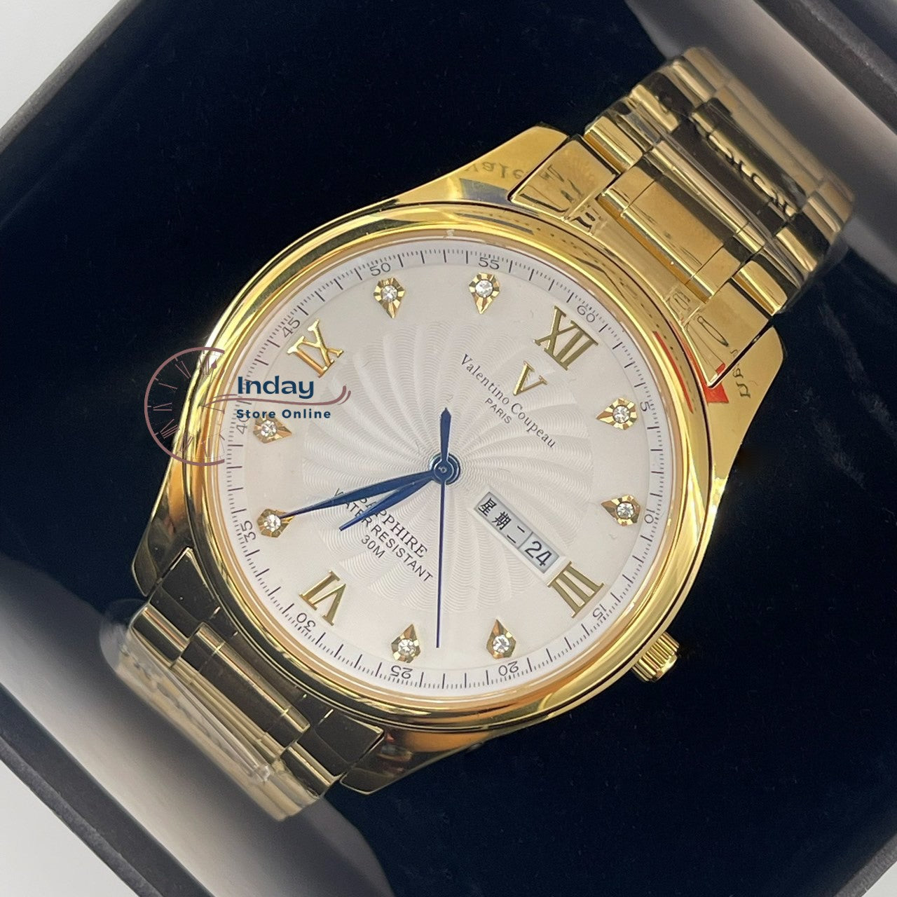 范倫鐵諾 古柏 Coupeau Men's Watch 61607KAM-1 Gold Tone Stainless Steel Band