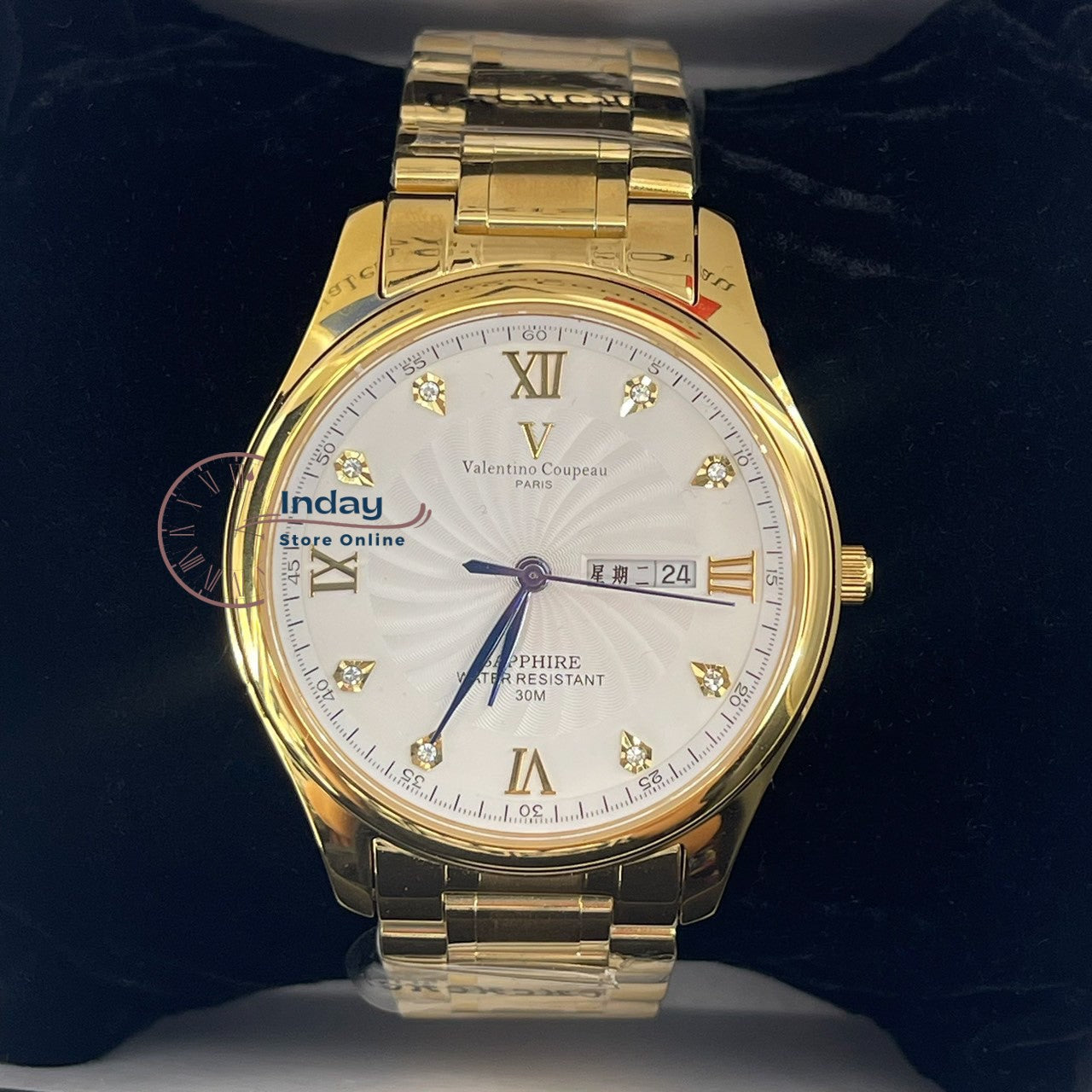 范倫鐵諾 古柏 Coupeau Men's Watch 61607KAM-1 Gold Tone Stainless Steel Band