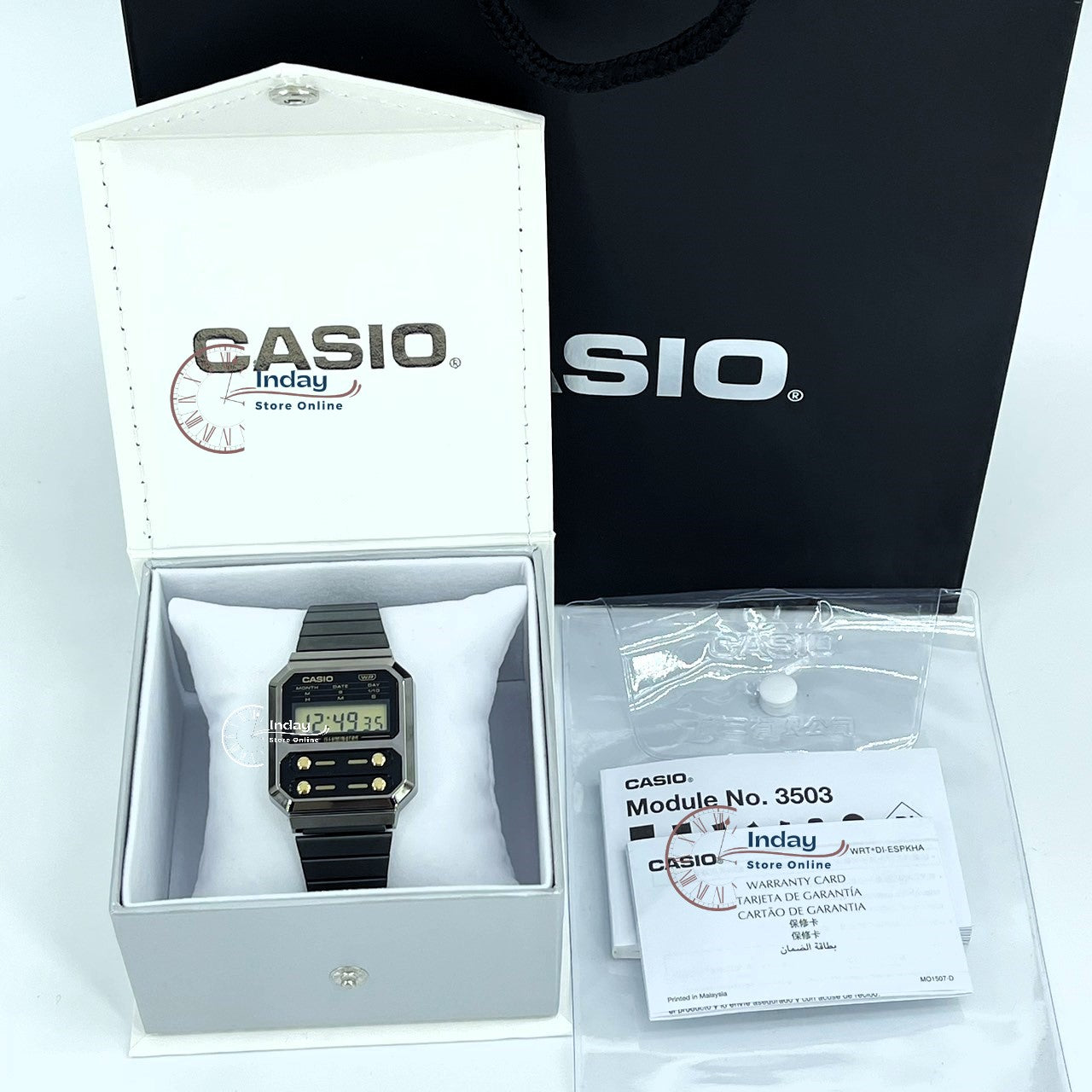 Casio Women's Watch A100WEGG-1A2 Vintage Stainless Steel Band Adjustable Clasp