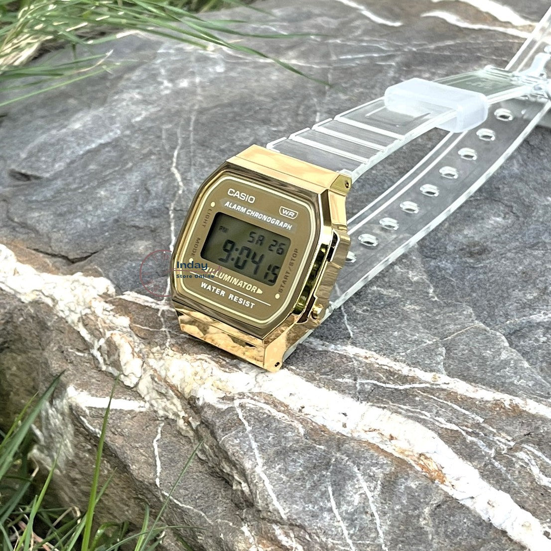 Casio Vintage Unisex Watch A168XESG-9A Transparent White Color Resin Band