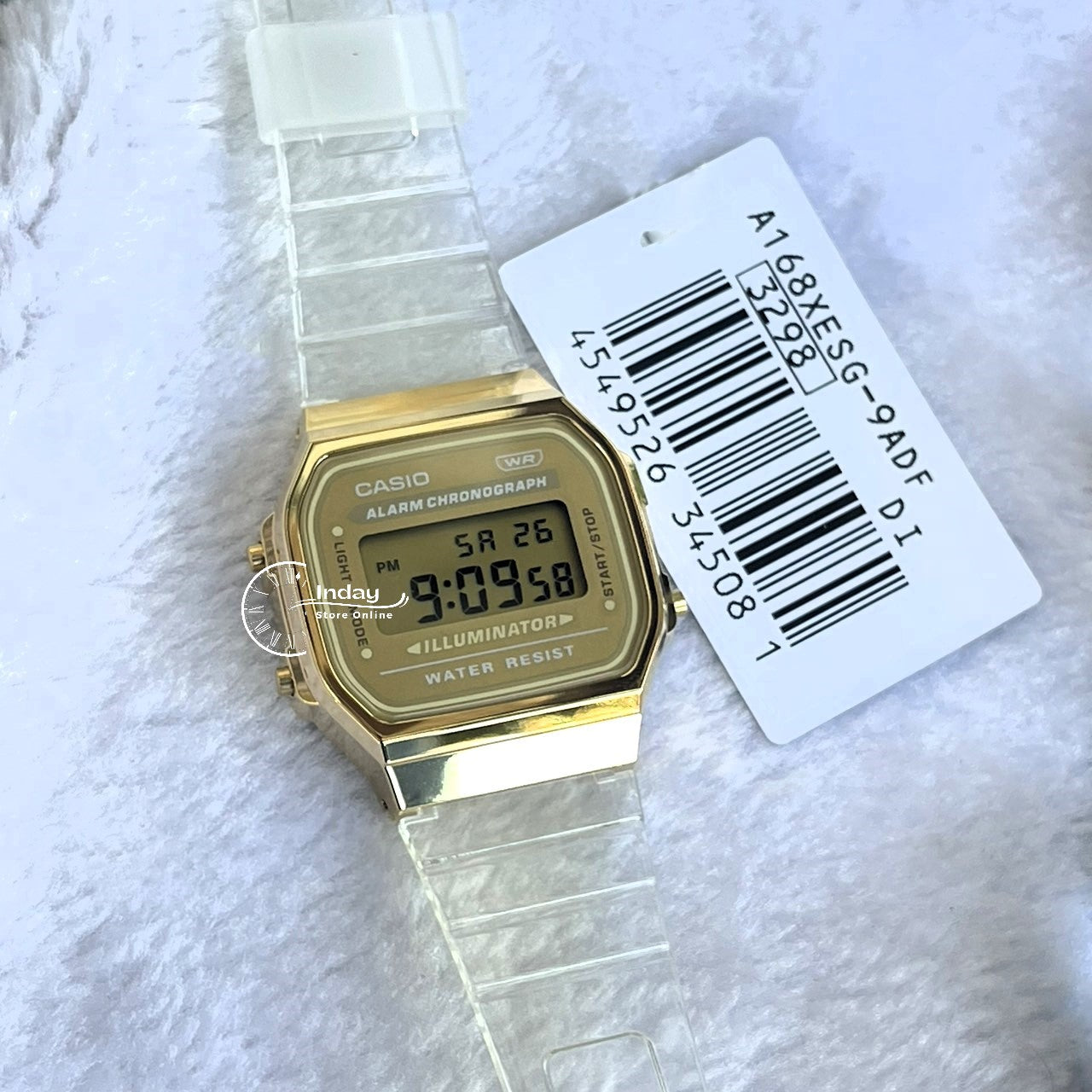 Casio Vintage Unisex Watch A168XESG-9A Transparent White Color Resin Band