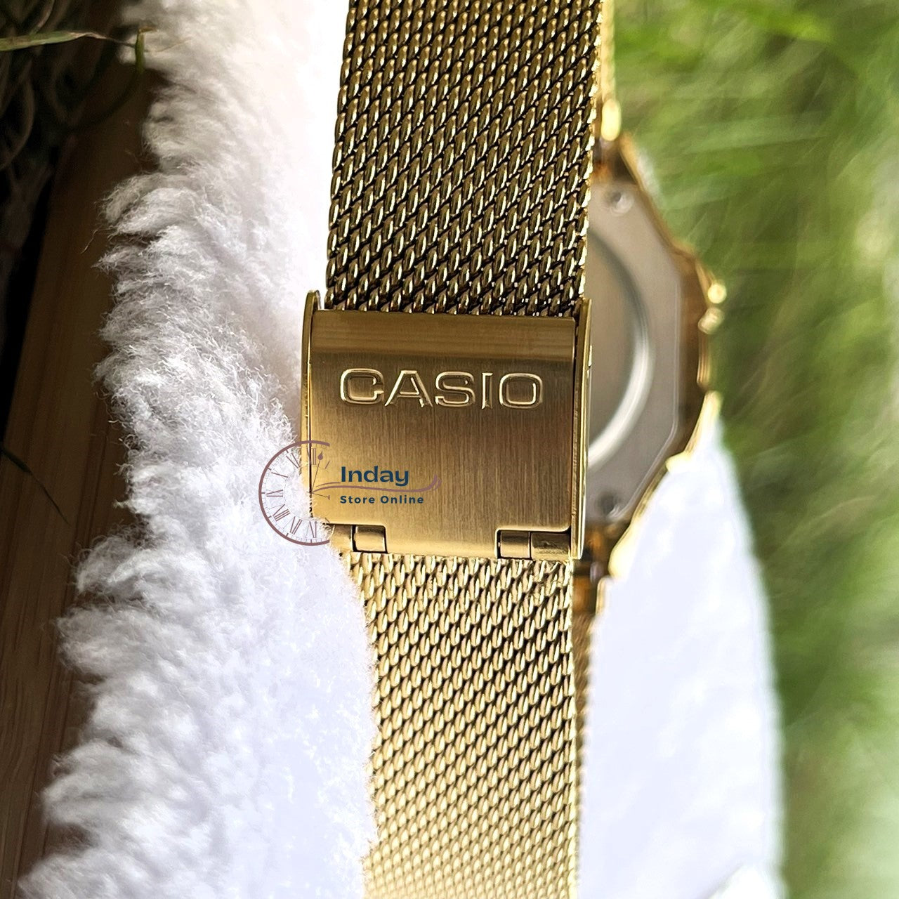 Casio Women's Watch A171WEMG-9A Stainless Steel Mesh Band Adjustable Clasp Battery Life: 7 years