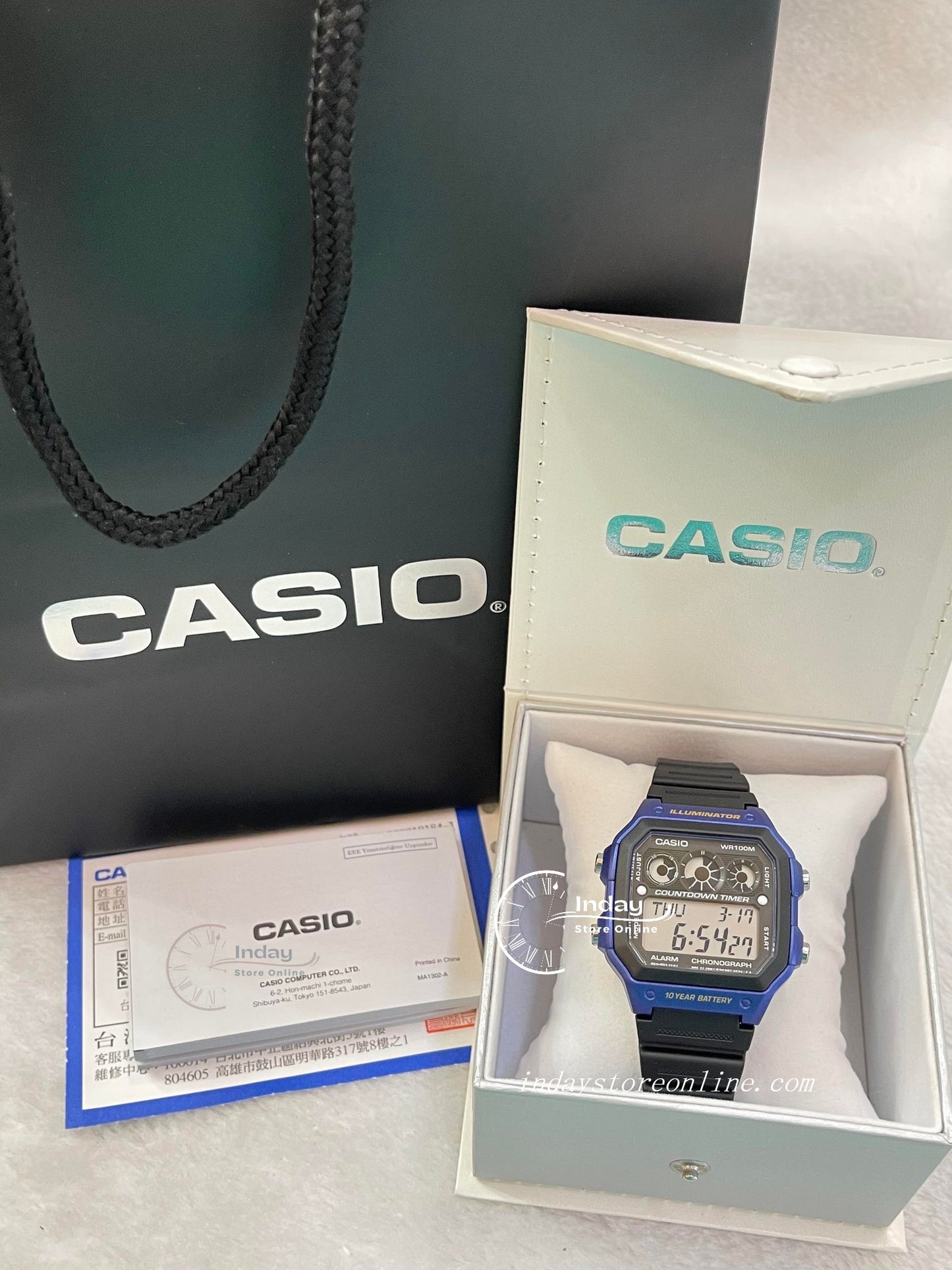 Casio Digital Men's Watch AE-1300WH-2A Digital Resin Band Resin Glass Battery Life: 10 years