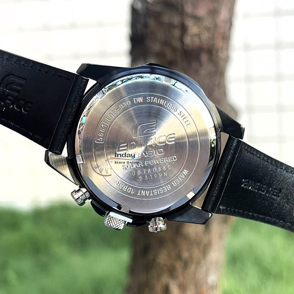 Casio Edifice Men's Watch EQS-930TL-1A Solar Powered Chronograph Genuine Leather Band Mineral Glass