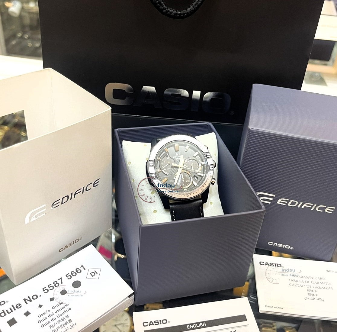 Casio Edifice Men's Watch EQS-930TL-1A Solar Powered Chronograph Genuine Leather Band Mineral Glass