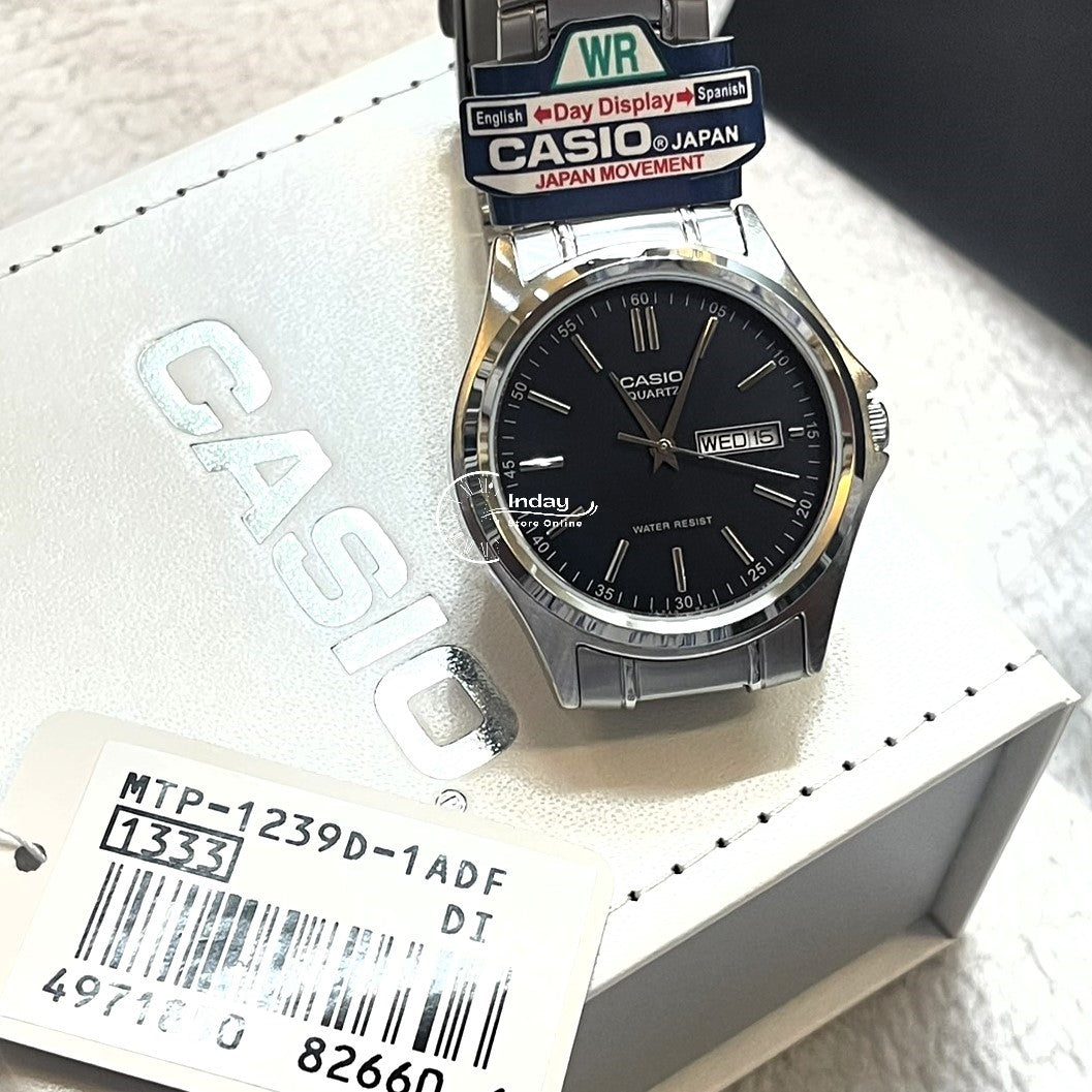 Casio Fashion Men's Watch MTP-1239D-1A Stainless Steel Band Mineral Glass