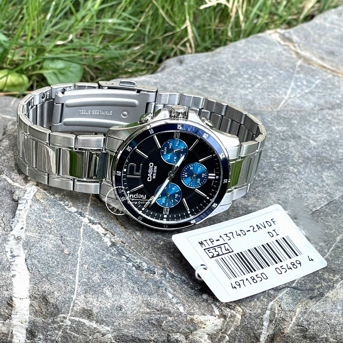 Casio Fashion Men's Watch MTP-1374D-2A Stainless Steel Band Mineral Glass