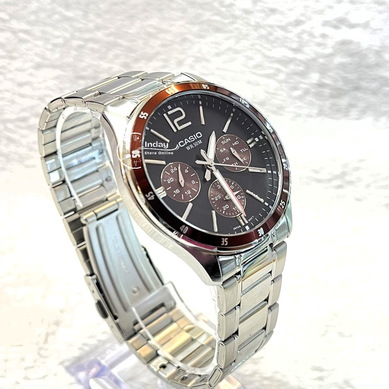 Casio Fashion Men's Watch MTP-1374D-5A Stainless Steel Strap Mineral Glass