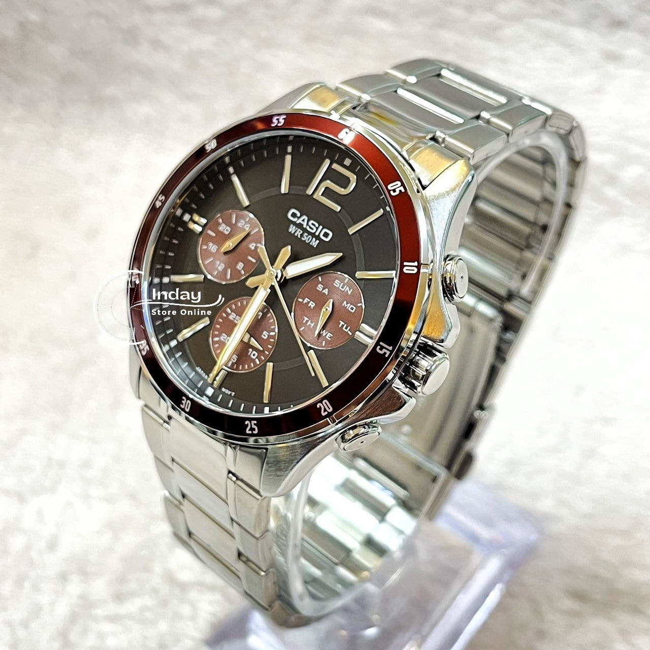 Casio Fashion Men's Watch MTP-1374D-5A Stainless Steel Strap Mineral Glass