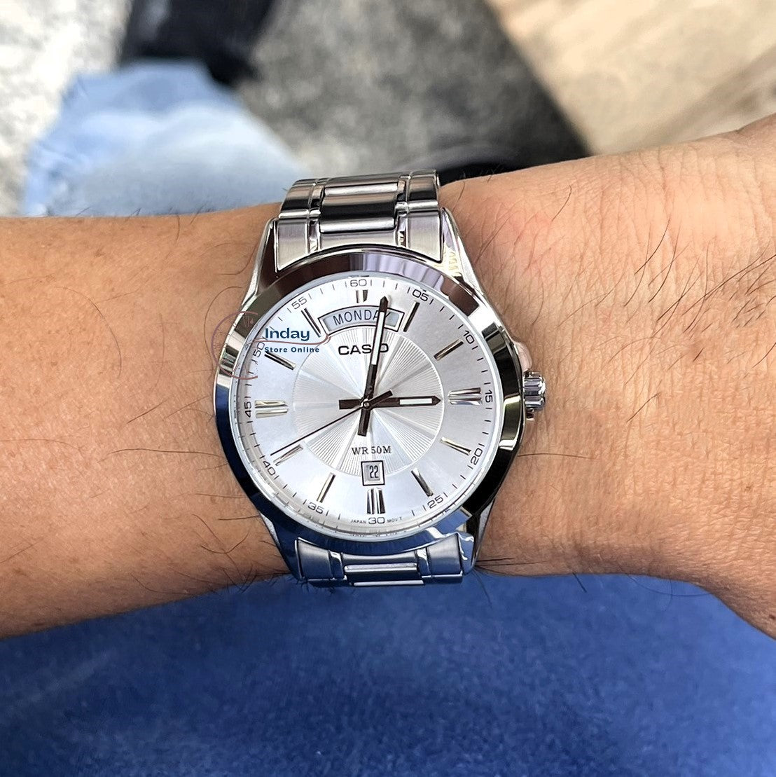 Casio Fashion Men's Watch MTP-1381D-7A Stainless Steel Band Mineral Glass