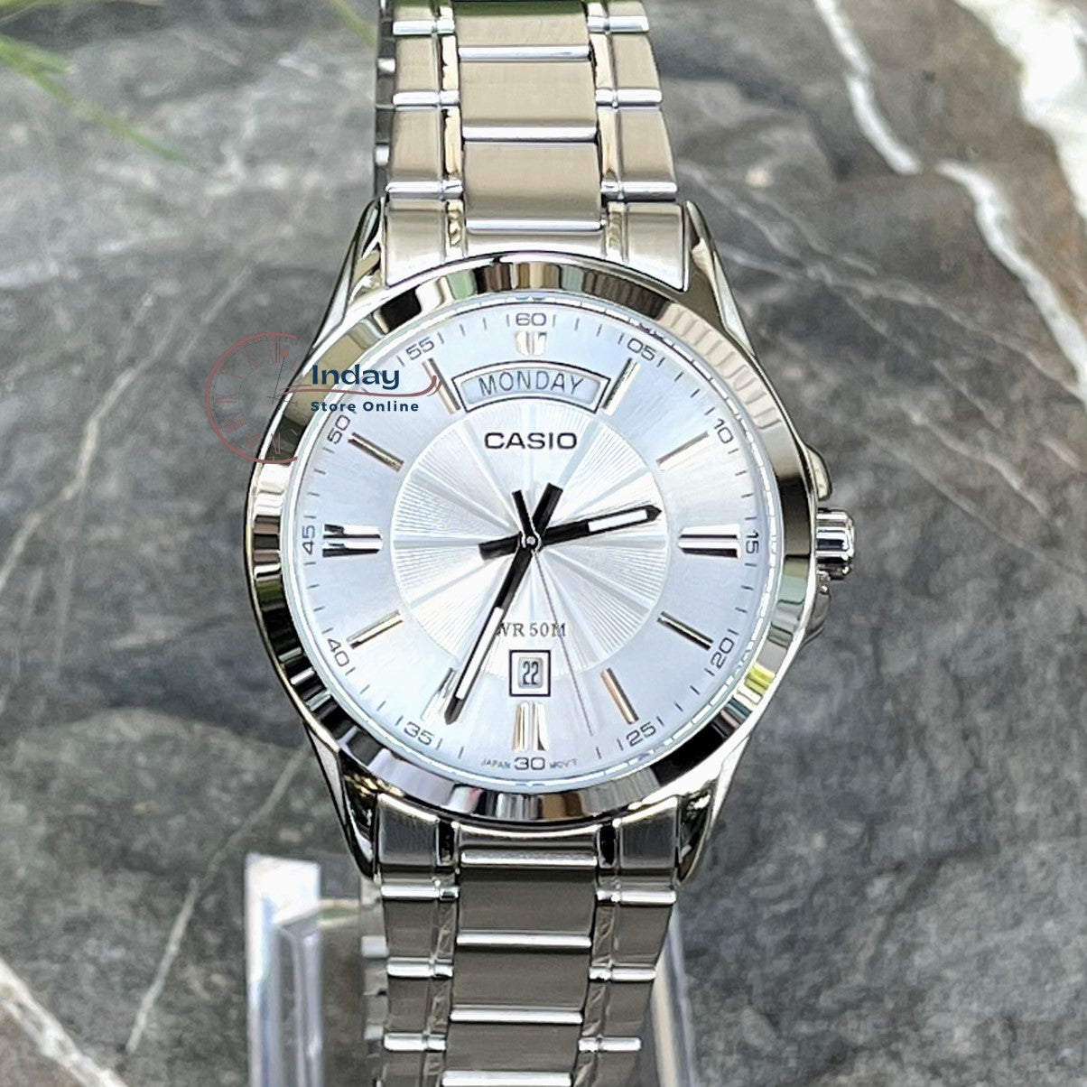Casio Fashion Men's Watch MTP-1381D-7A Stainless Steel Band Mineral Glass