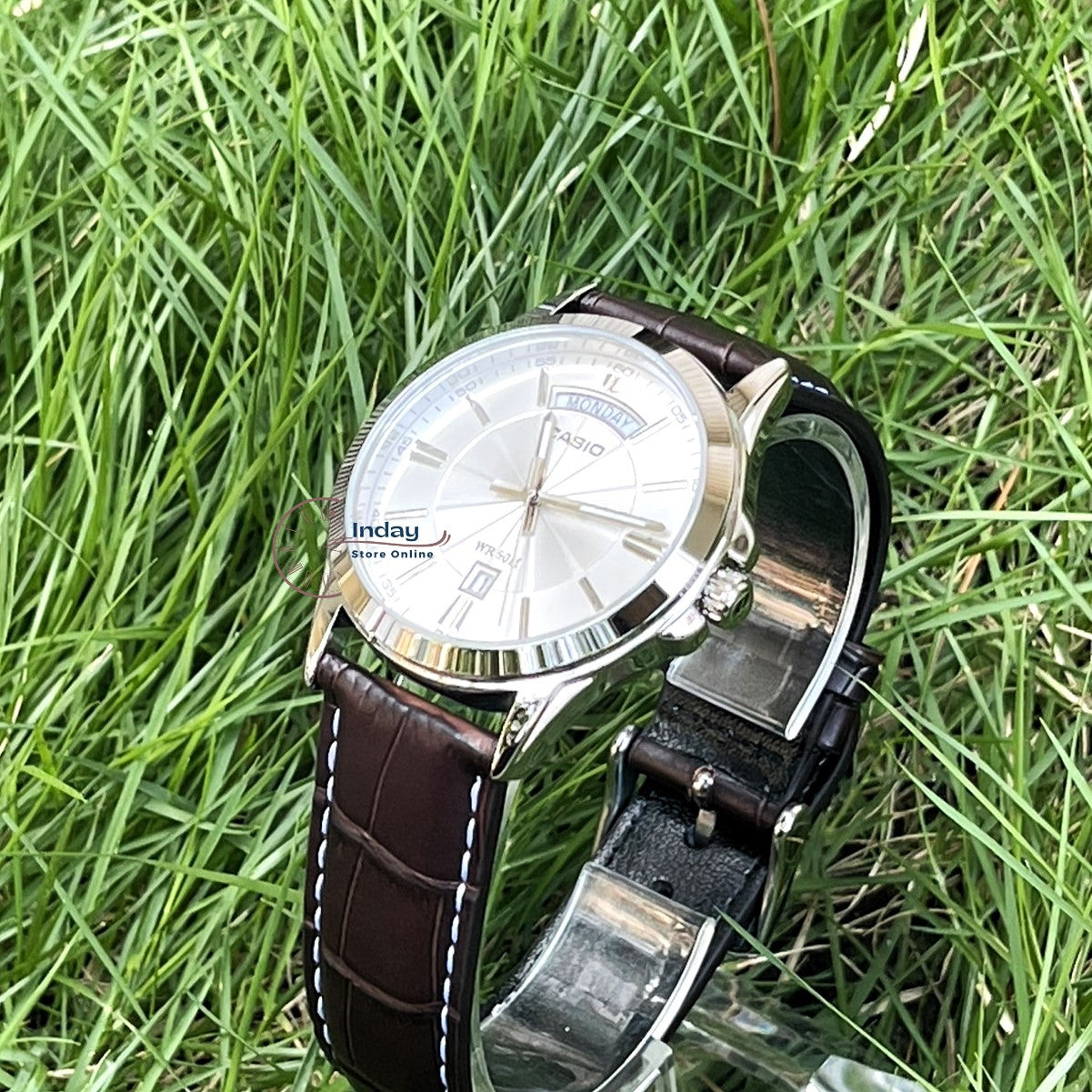 Casio Fashion Men's Watch MTP-1381L-7A Genuine Leather Band Mineral Glass