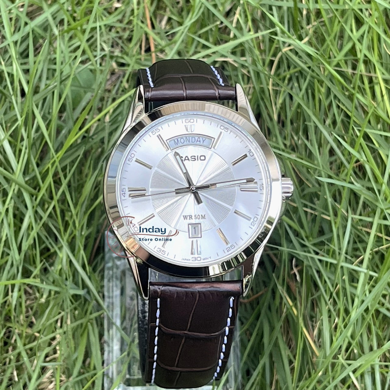 Casio Fashion Men's Watch MTP-1381L-7A Genuine Leather Band Mineral Glass