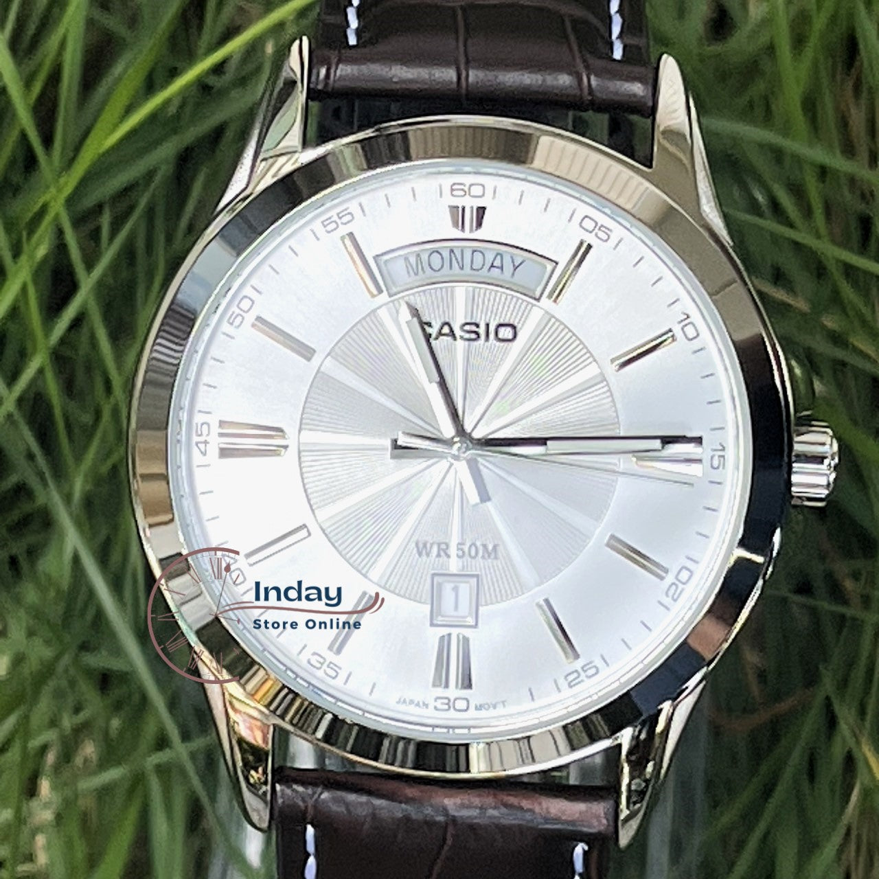 Casio Fashion Men's Watch MTP-1381L-7A Genuine Leather Band Mineral Glass