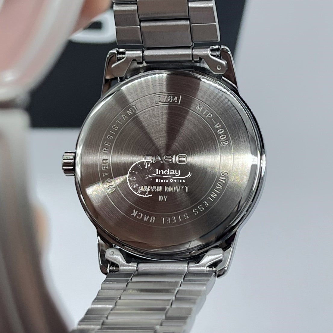 Casio Standard Men's Watch MTP-V002D-2B3 Analog Stainless Steel Band Triple-fold Clasp Mineral Glass