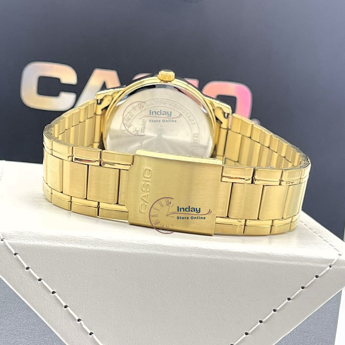 Casio Standard Men's Watch MTP-V002G-7B2 Analog Gold Plated Stainless Steel Band Triple-fold Clasp Mineral Glass