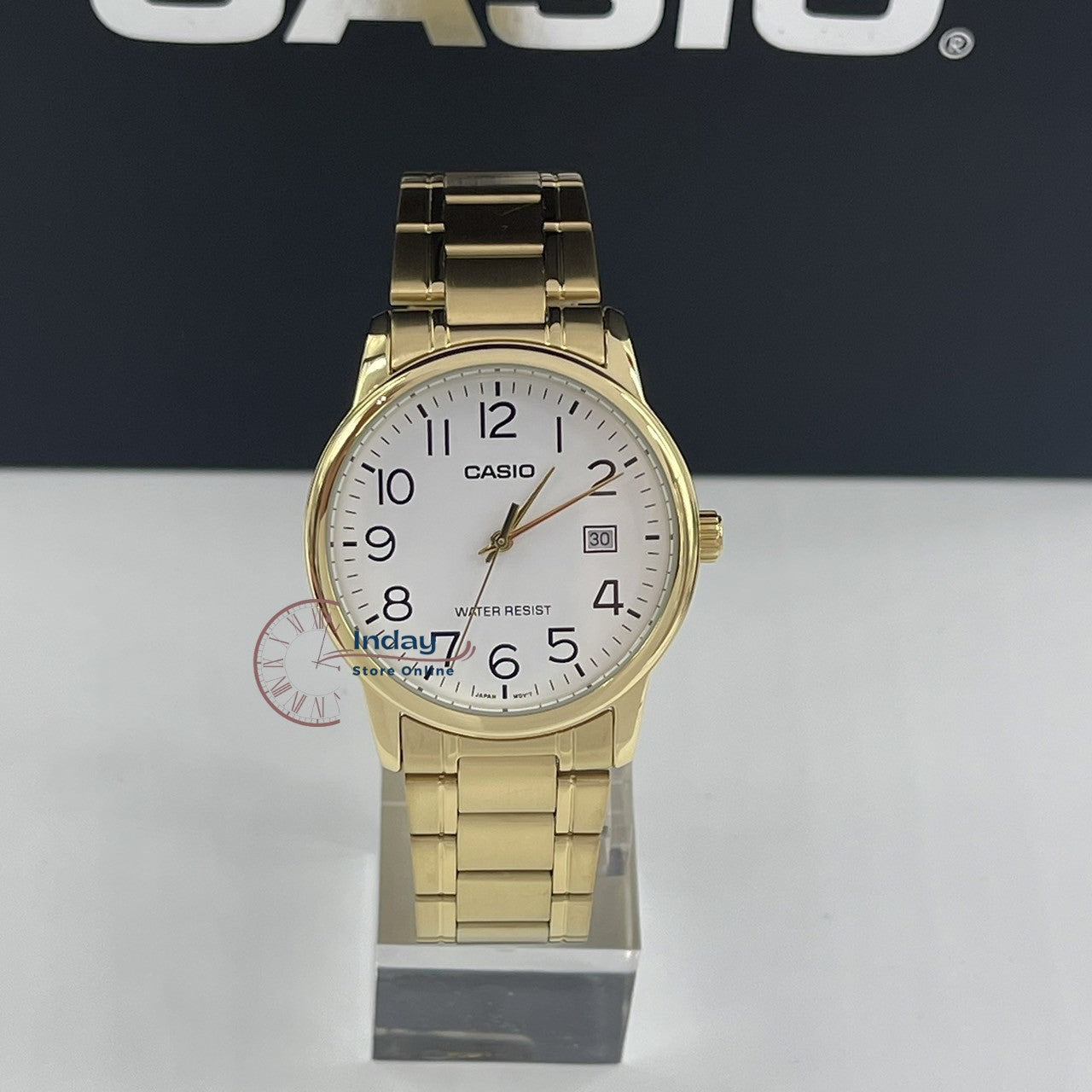 Casio Standard Men's Watch MTP-V002G-7B2 Analog Gold Plated Stainless Steel Band Triple-fold Clasp Mineral Glass