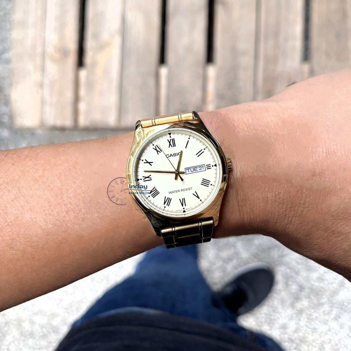 Casio Standard Men's Watch MTP-V006G-9B Gold Plated Stainless Steel Mineral Glass