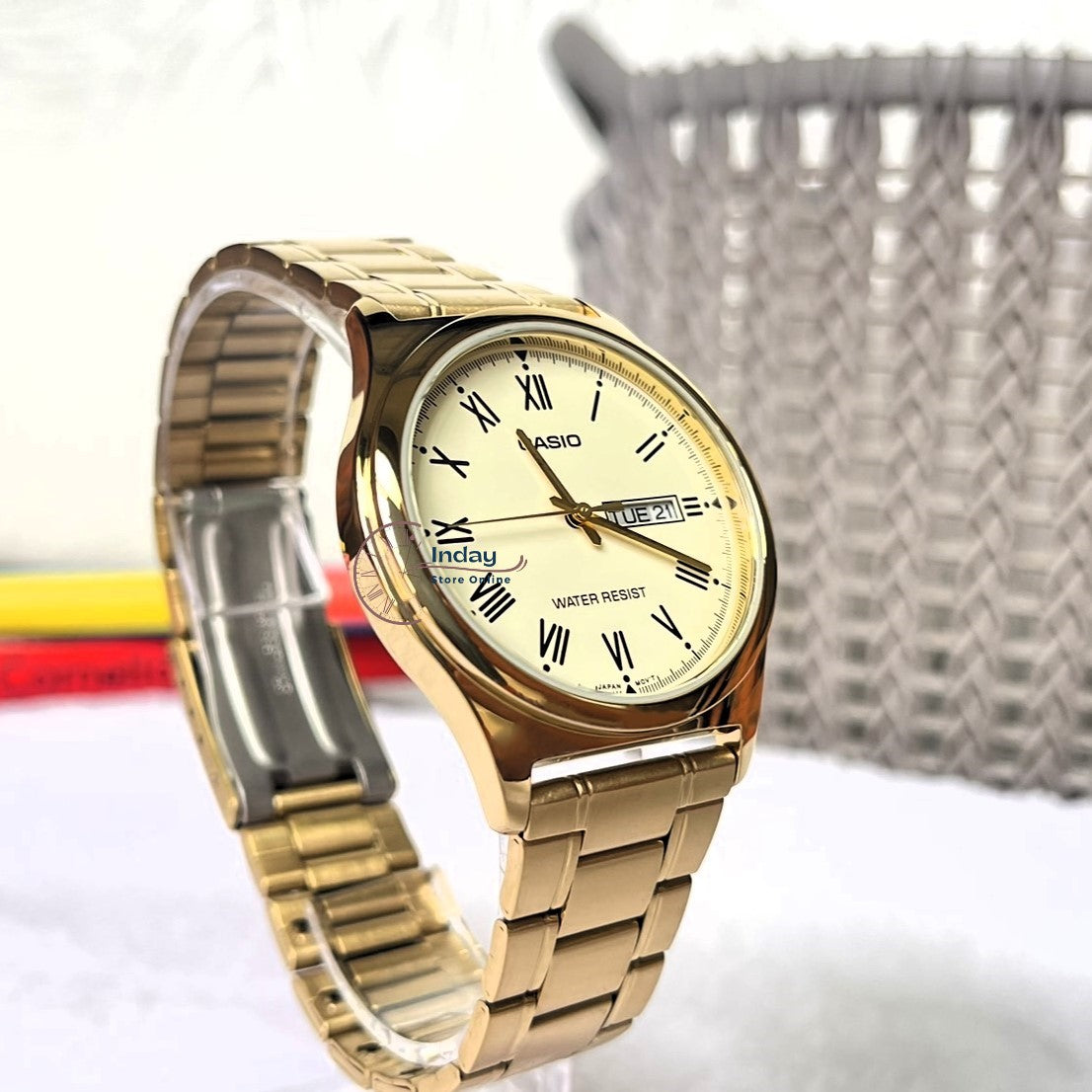 Casio Standard Men's Watch MTP-V006G-9B Gold Plated Stainless Steel Mineral Glass