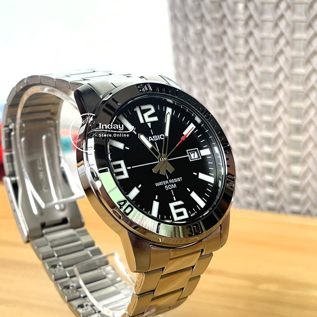 Casio Fashion Men's Watch MTP-VD01D-1B Silver Plated Stainless Steel Mineral Glass