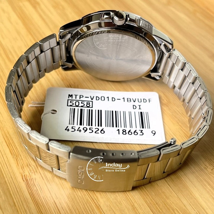 Casio Fashion Men's Watch MTP-VD01D-1B Silver Plated Stainless Steel Mineral Glass