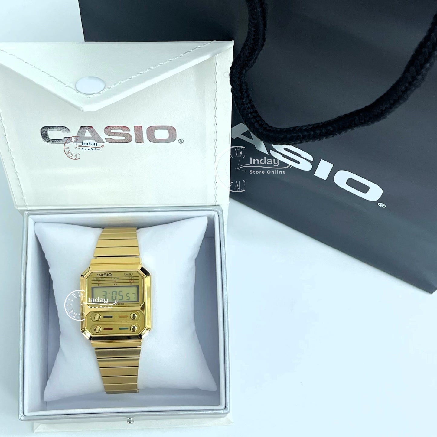 Casio Women's Watch A100WEG-9A Vintage Stainless Steel Band Adjustable Clasp