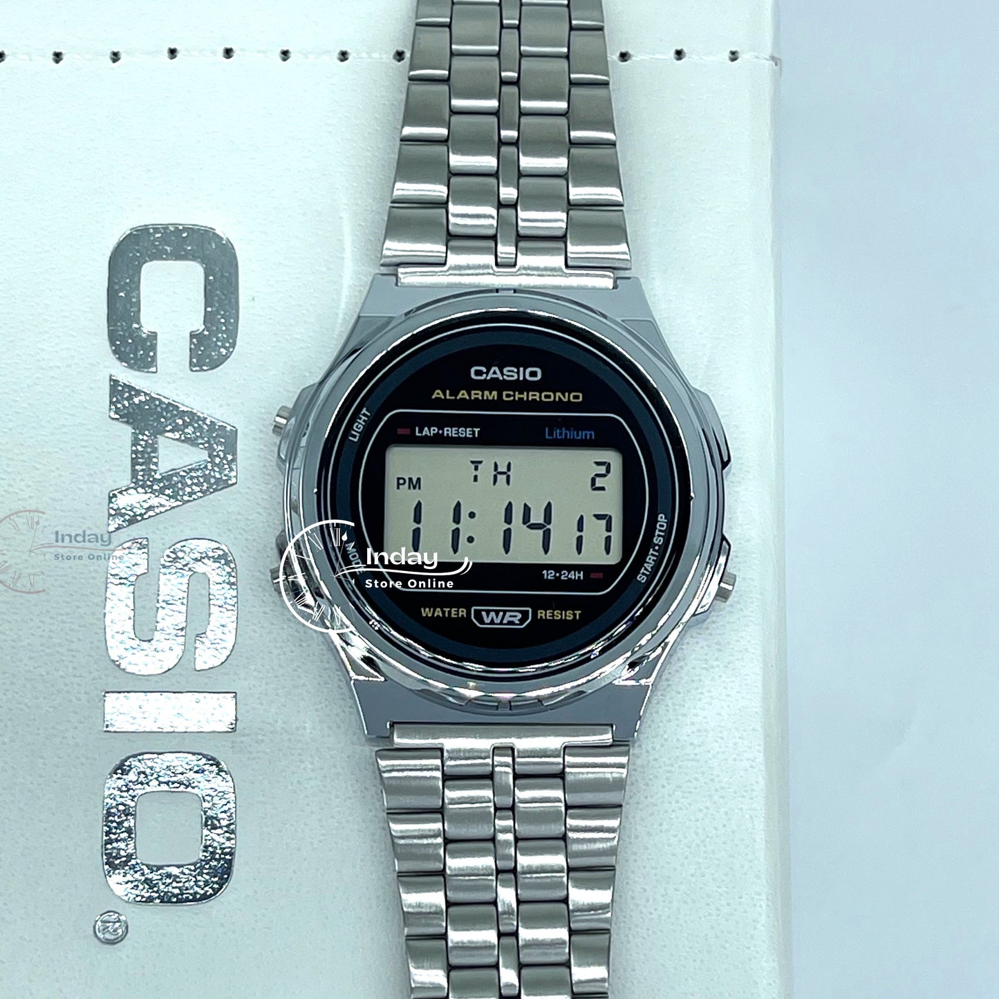 Casio Women's Watch A171WE-1A Resin Glass Stainless Steel Band Adjustable Clasp Battery Life 7-Years
