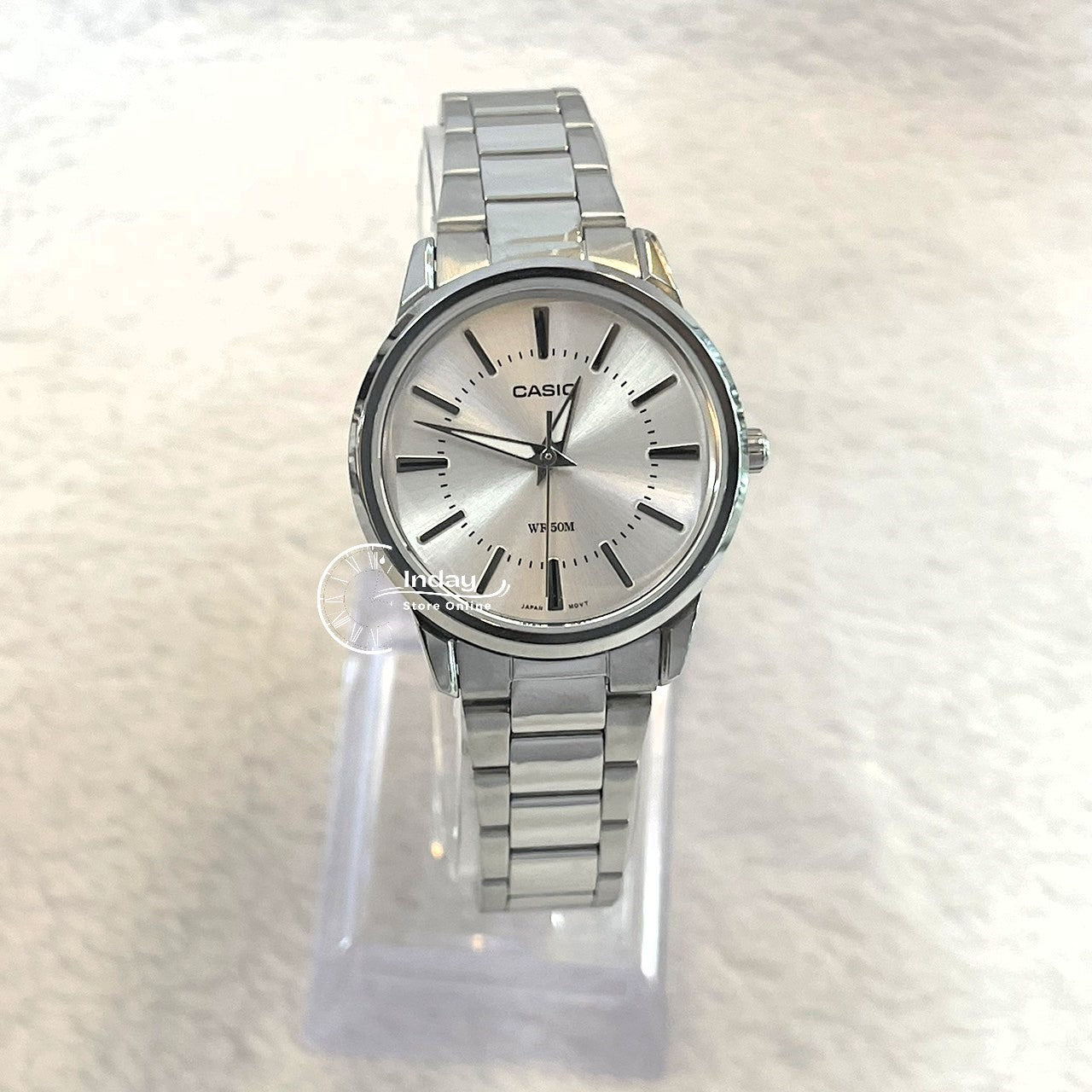 Casio Fashion Women's Watch LTP-1303D-7A Silver Stainless Steel Band Mineral Glass Triple-fold Clasp