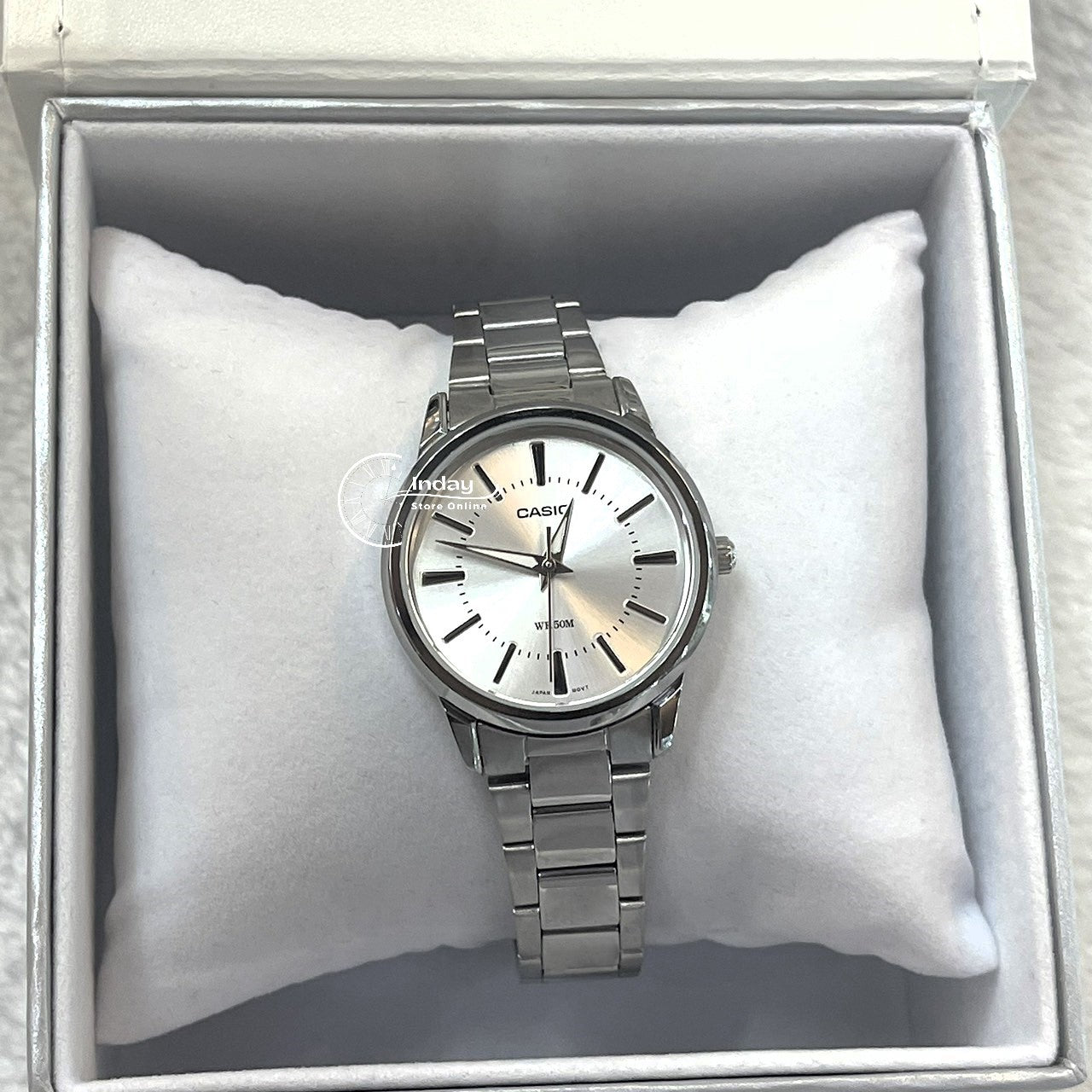 Casio Fashion Women's Watch LTP-1303D-7A Silver Stainless Steel Band Mineral Glass Triple-fold Clasp