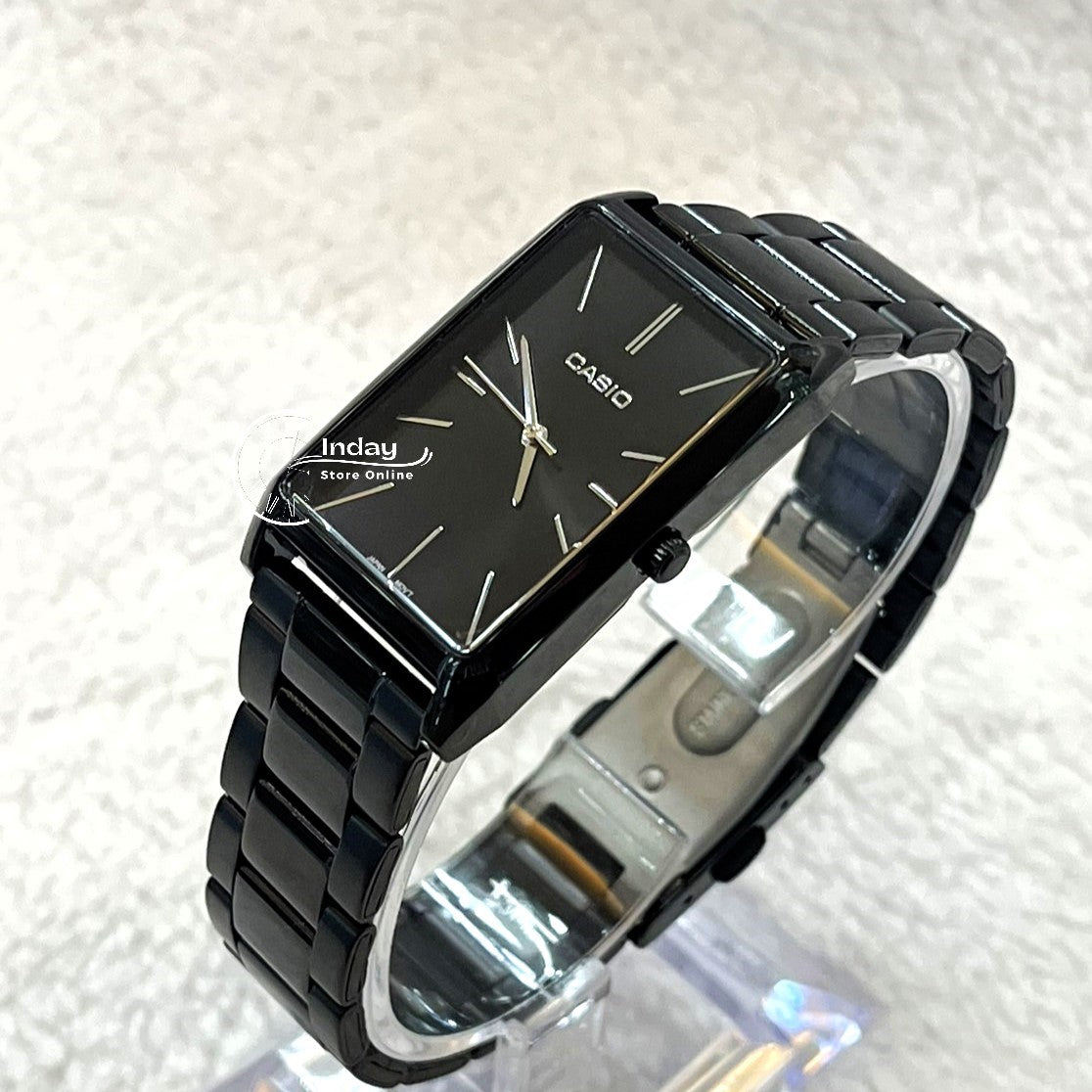 Casio Standard Women's Watch LTP-E156B-1A Black Plated Stainless Steel Strap