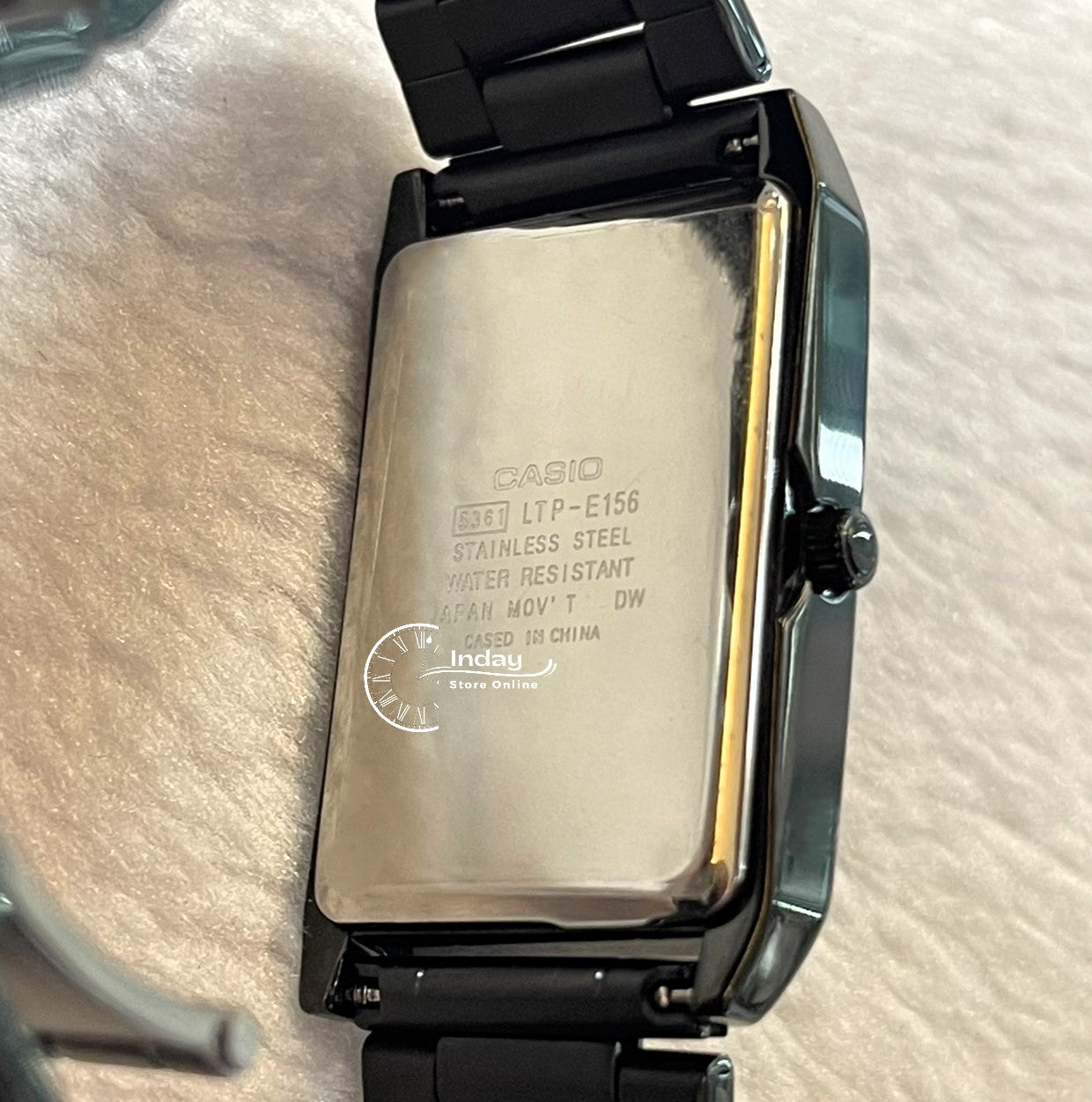 Casio Standard Women's Watch LTP-E156B-1A Black Plated Stainless Steel Strap