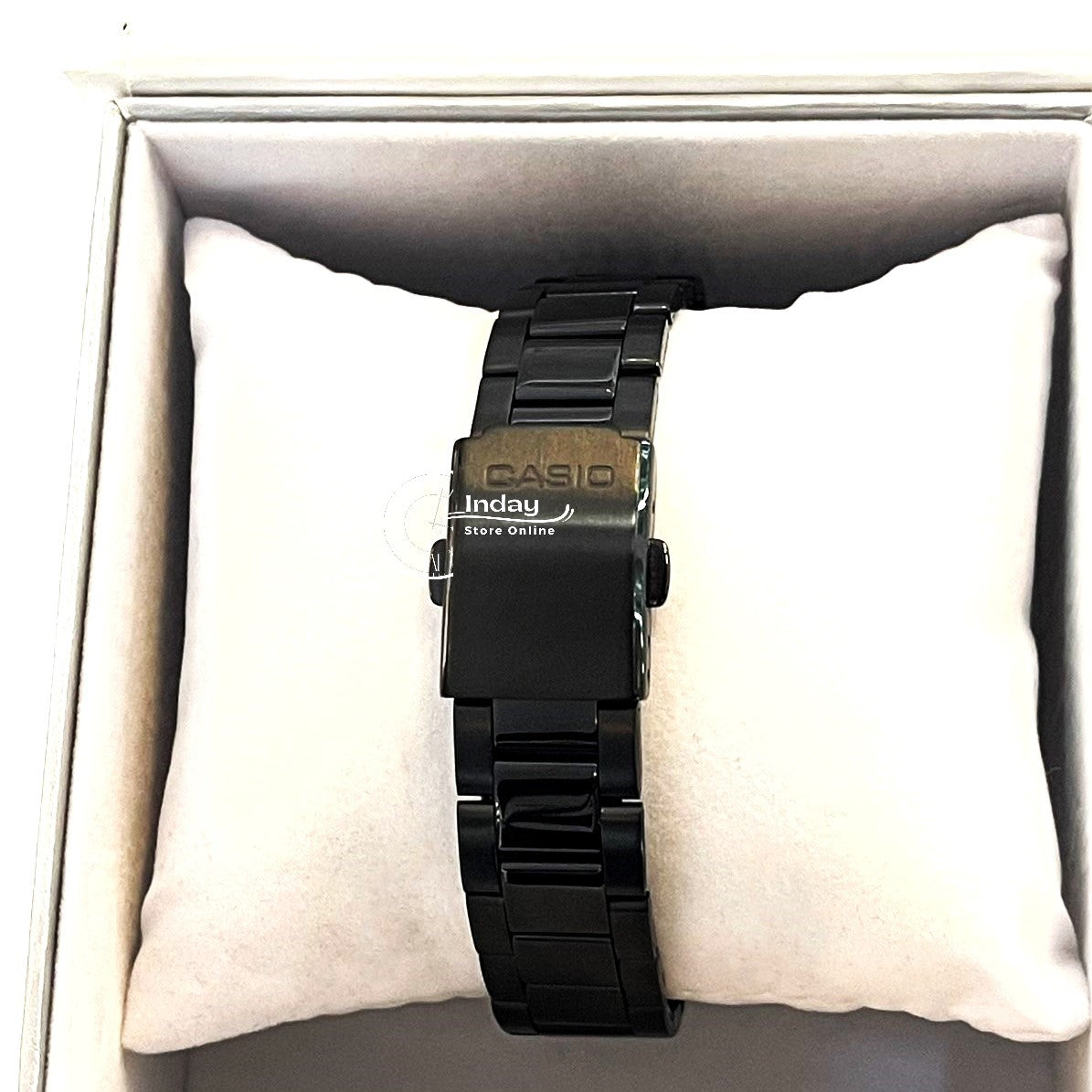 Casio Standard Women's Watch LTP-E156B-1A Black Plated Stainless Steel Strap