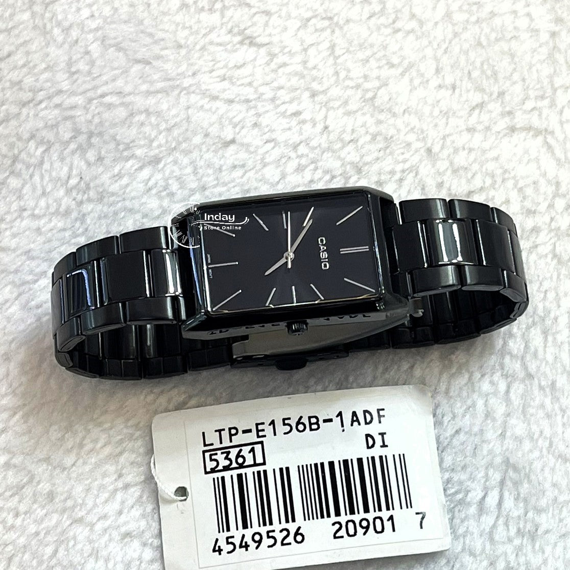 Casio Standard Women's Watch LTP-E156B-1A Black Plated Stainless Steel Strap