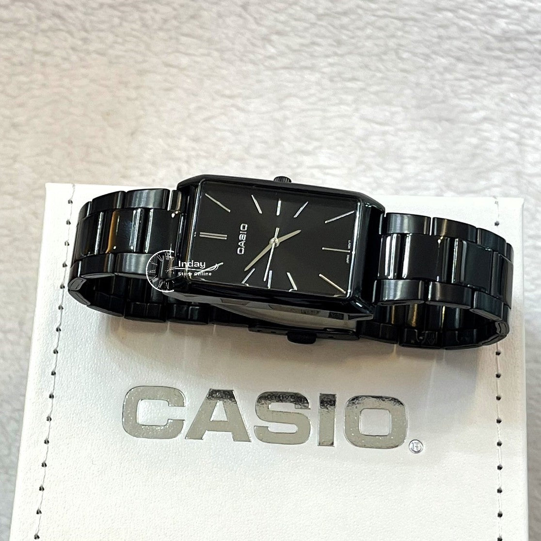 Casio Standard Women's Watch LTP-E156B-1A Black Plated Stainless Steel Strap