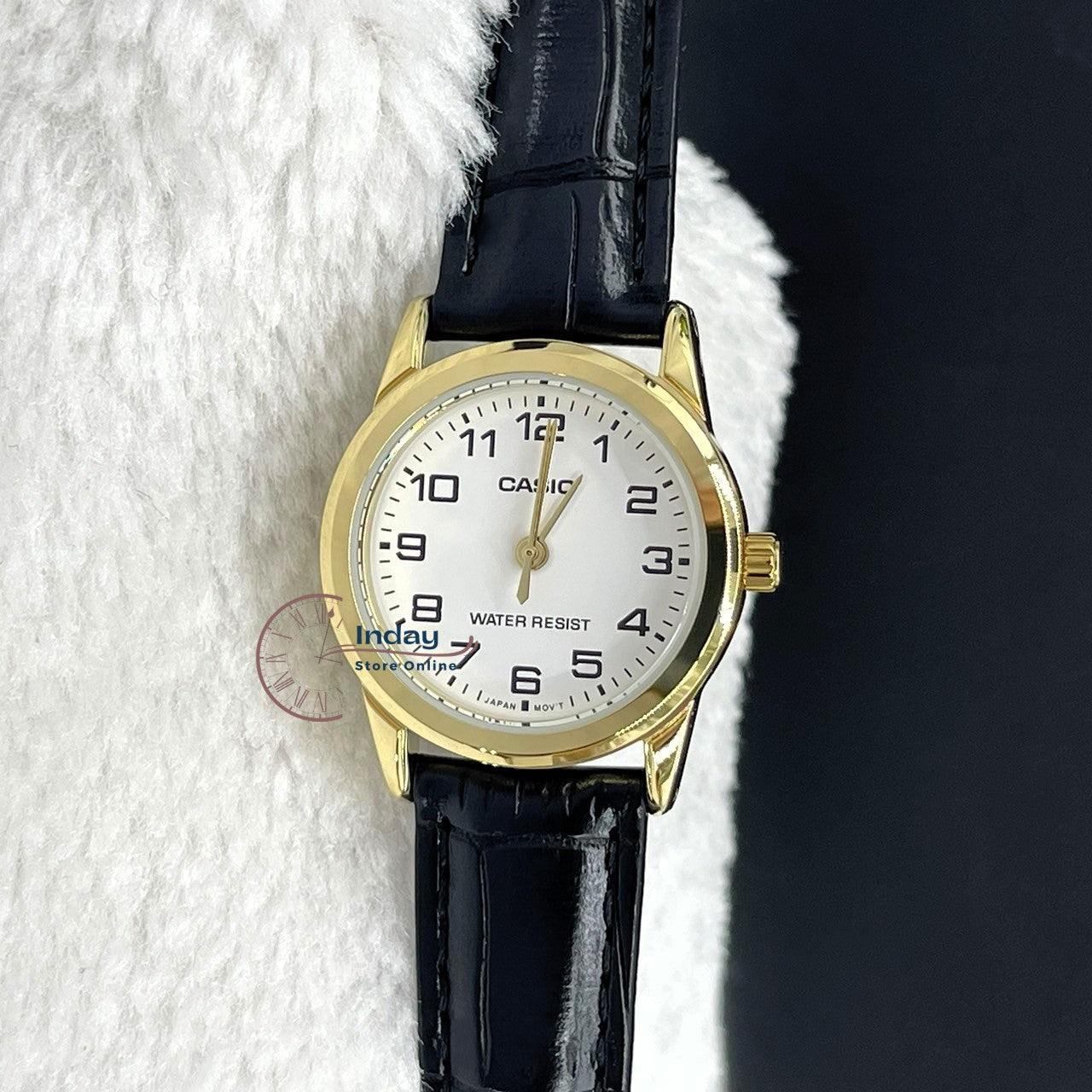 Casio Standard Women's Watch LTP-V001GL-7B Black Leather Strap
